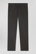 Regular black chino trousers in stretch cotton gabardine