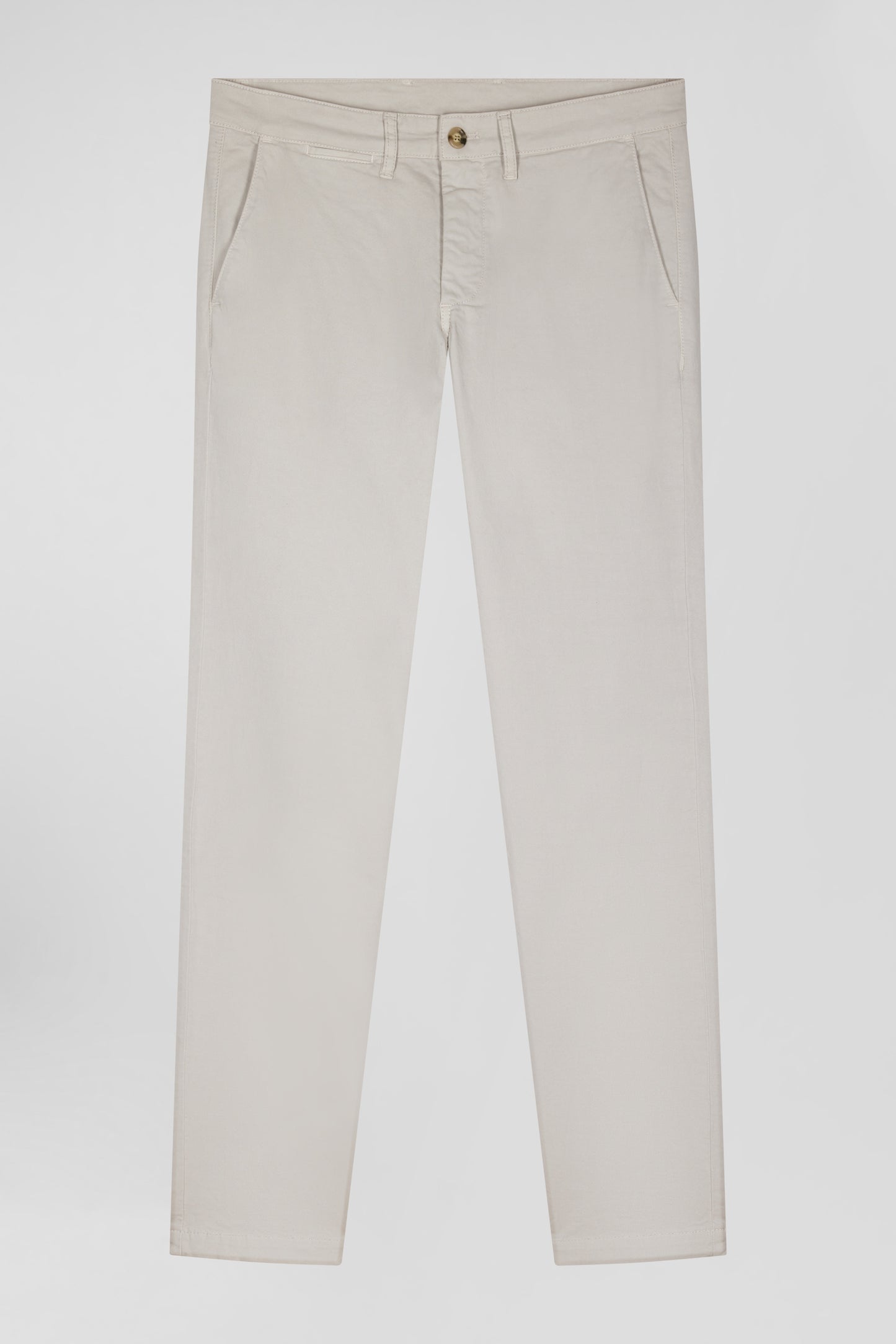 Slim plain beige chino trousers in stretch cotton