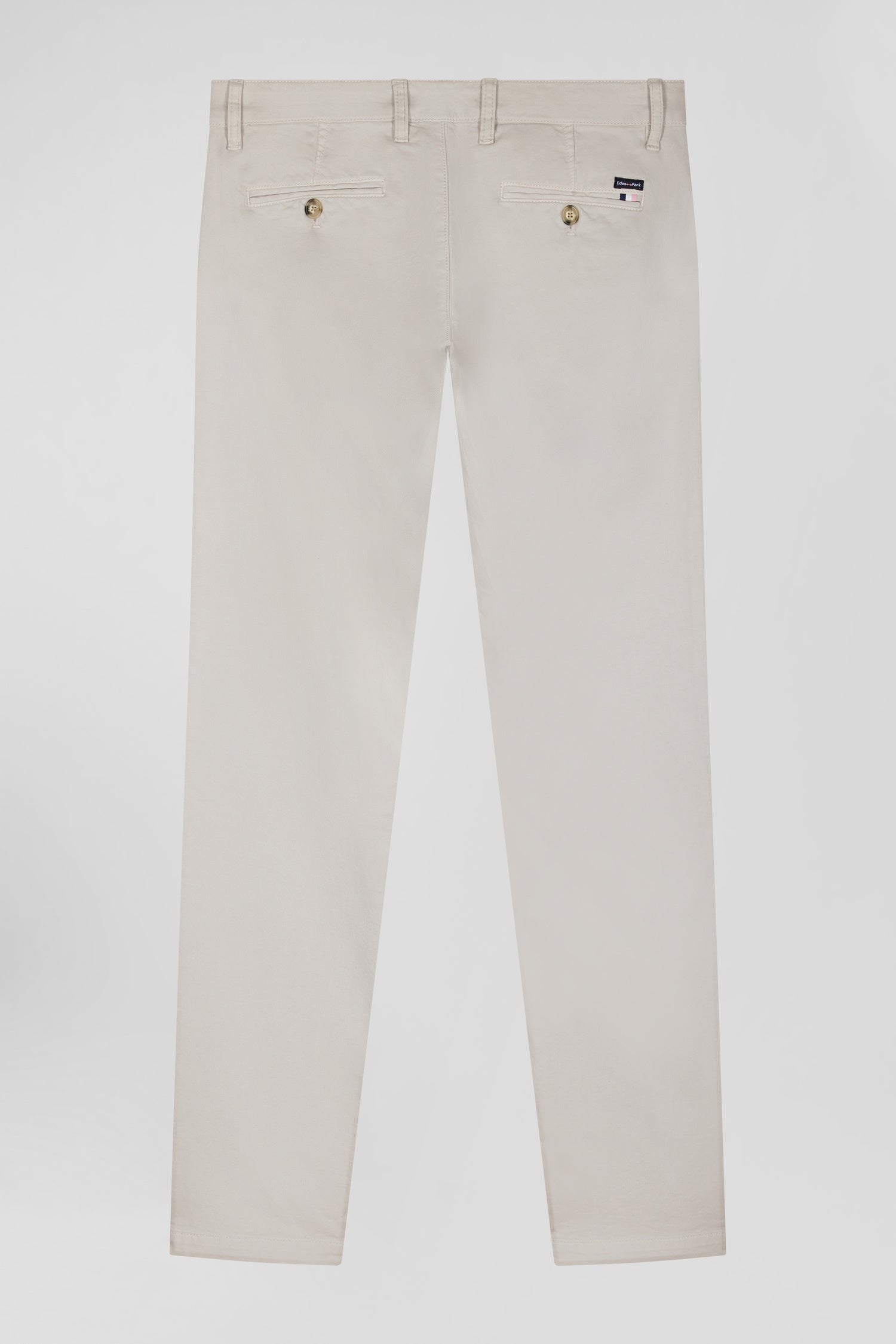 Slim plain beige chino trousers in stretch cotton