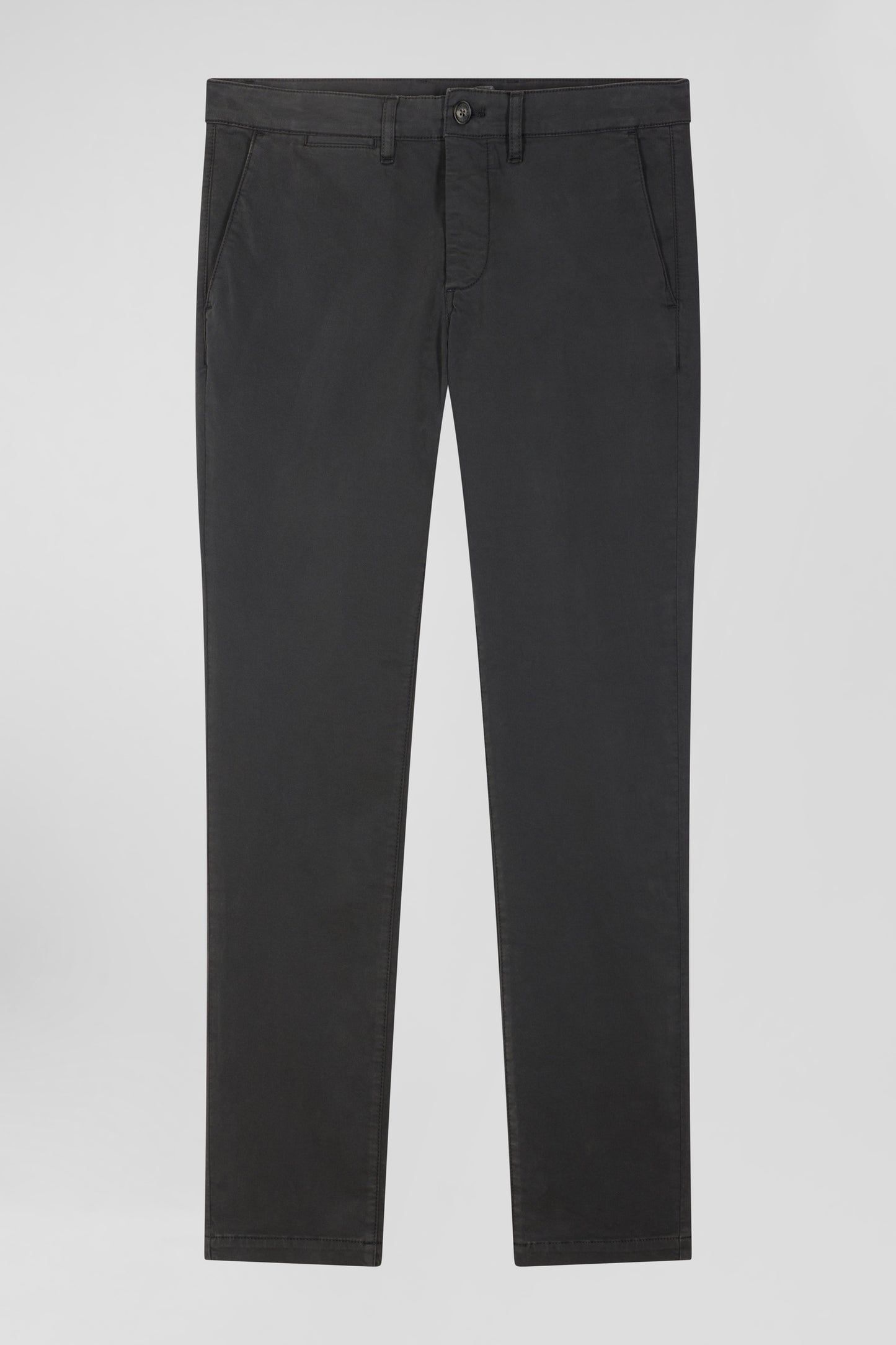 Slim plain anthracite grey chino trousers in stretch cotton