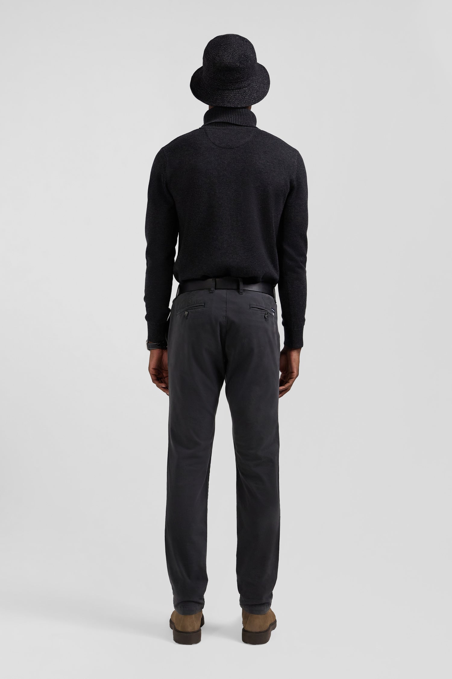 Slim plain anthracite grey chino trousers in stretch cotton