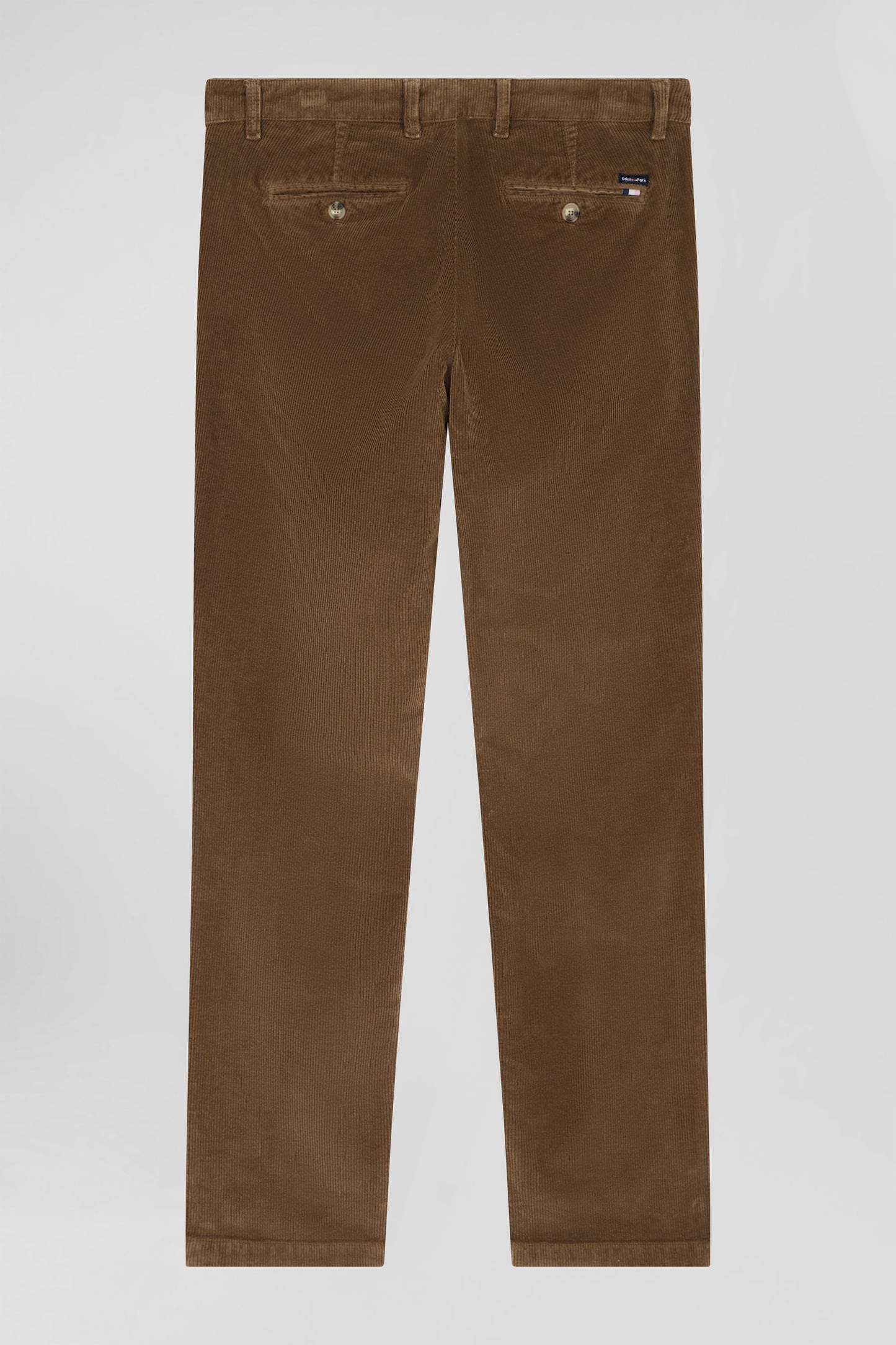 Regular camel stretch cotton velvet chino trousers