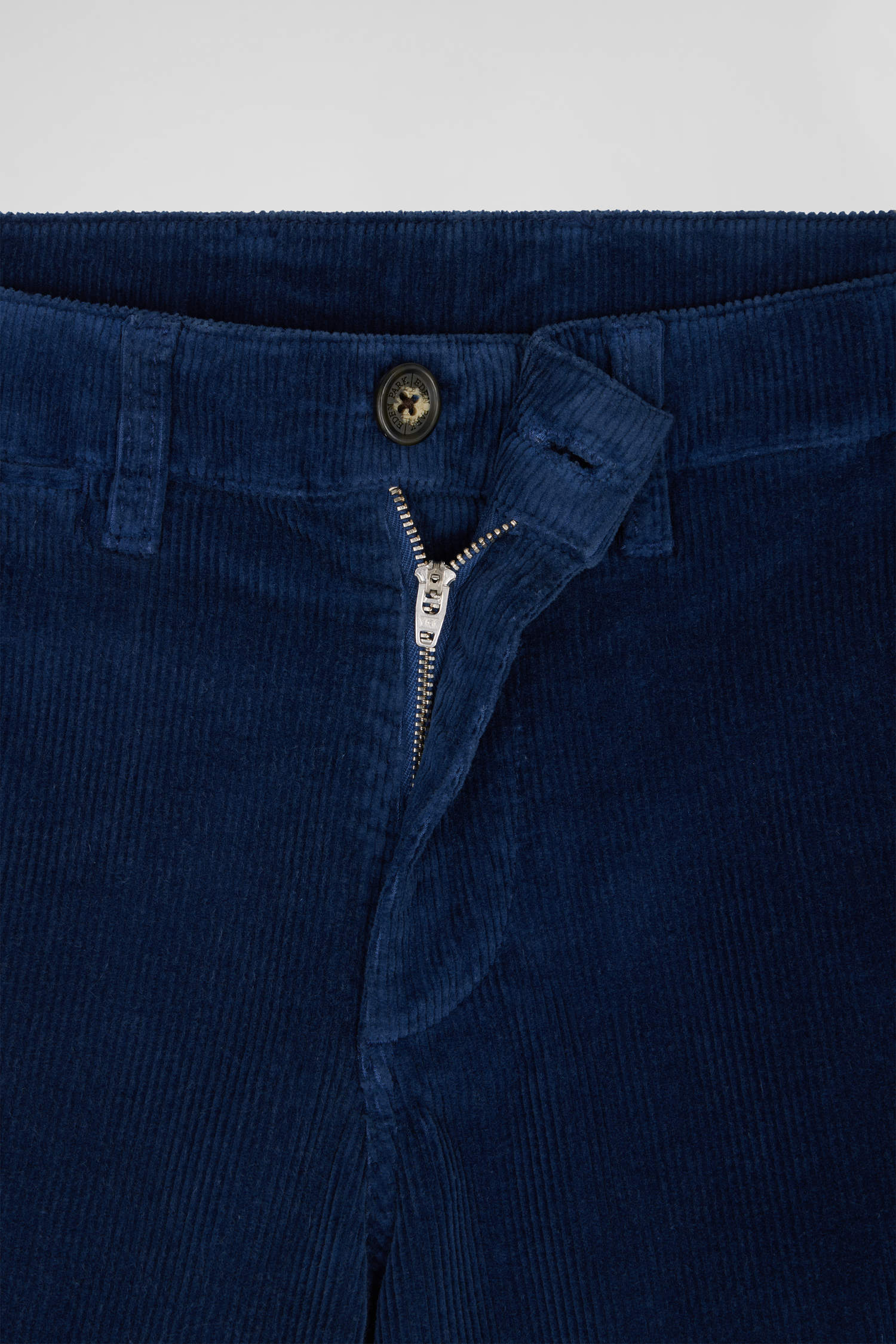 Regular blue stretch cotton velvet chino trousers