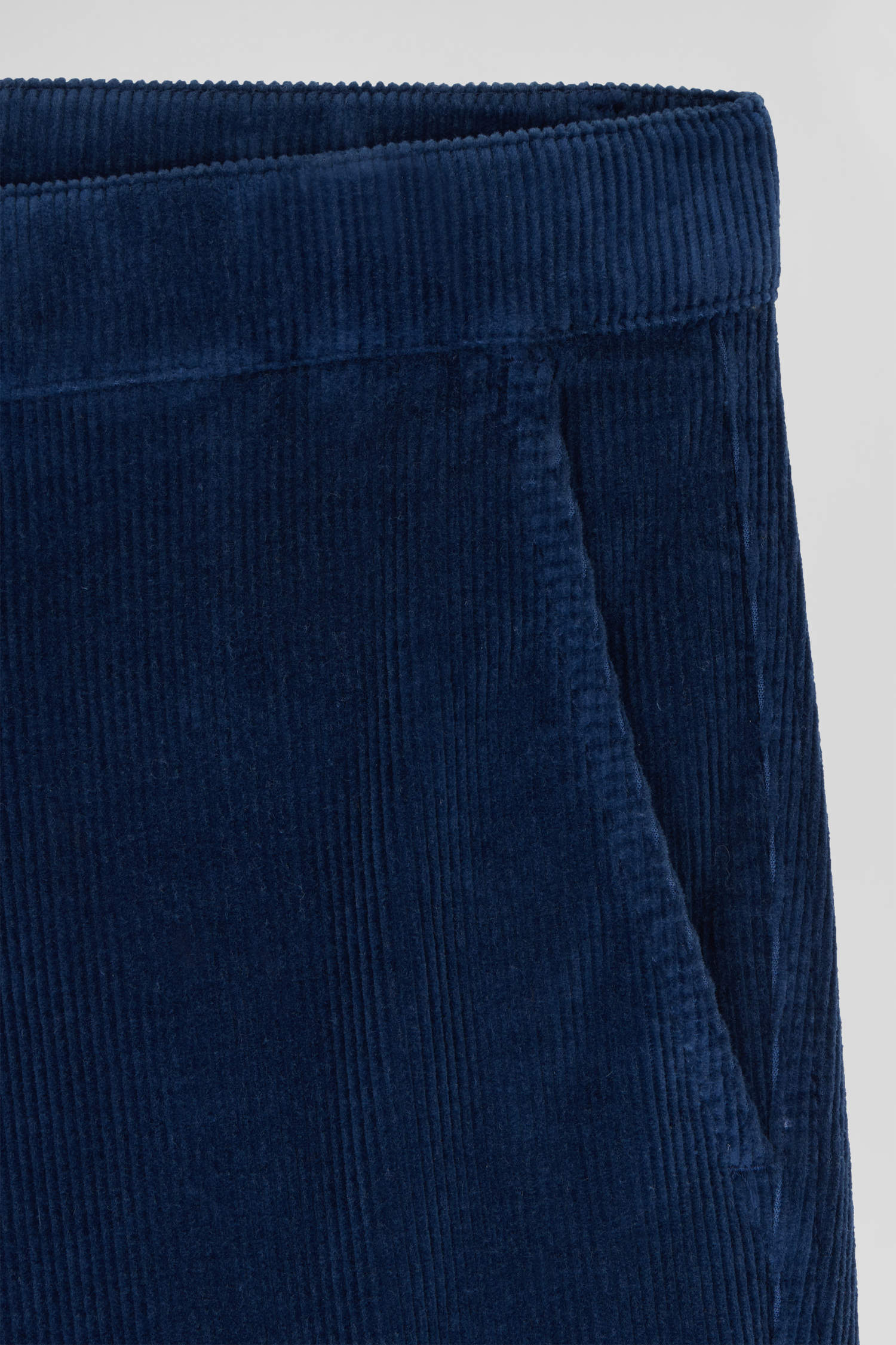 Regular blue stretch cotton velvet chino trousers