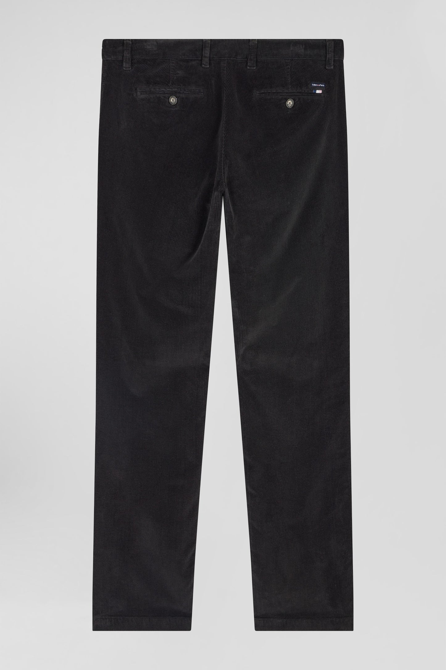 Regular khaki stretch cotton velvet chino trousers