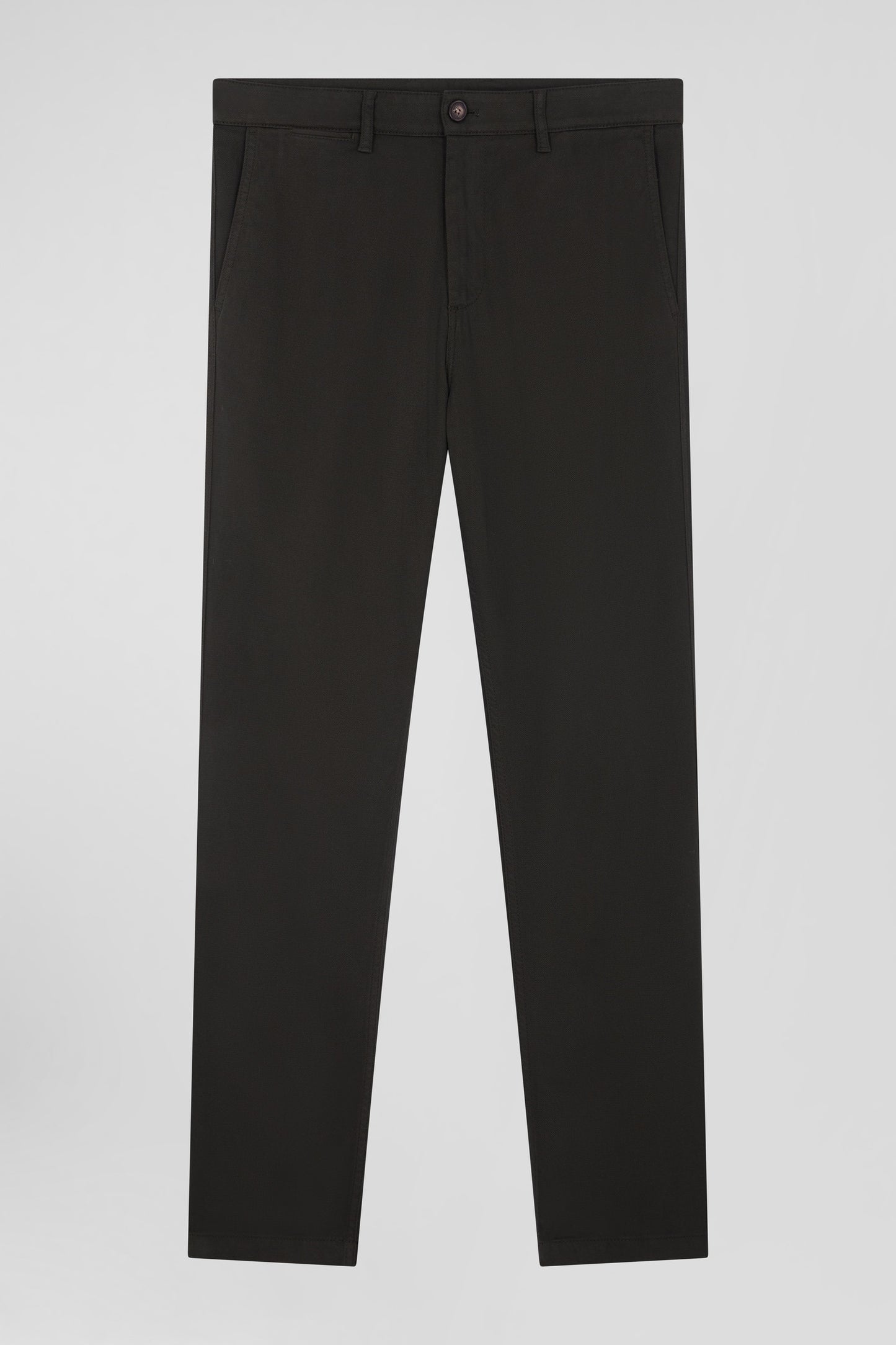 Regular khaki stretch cotton piqué and modal chino trousers