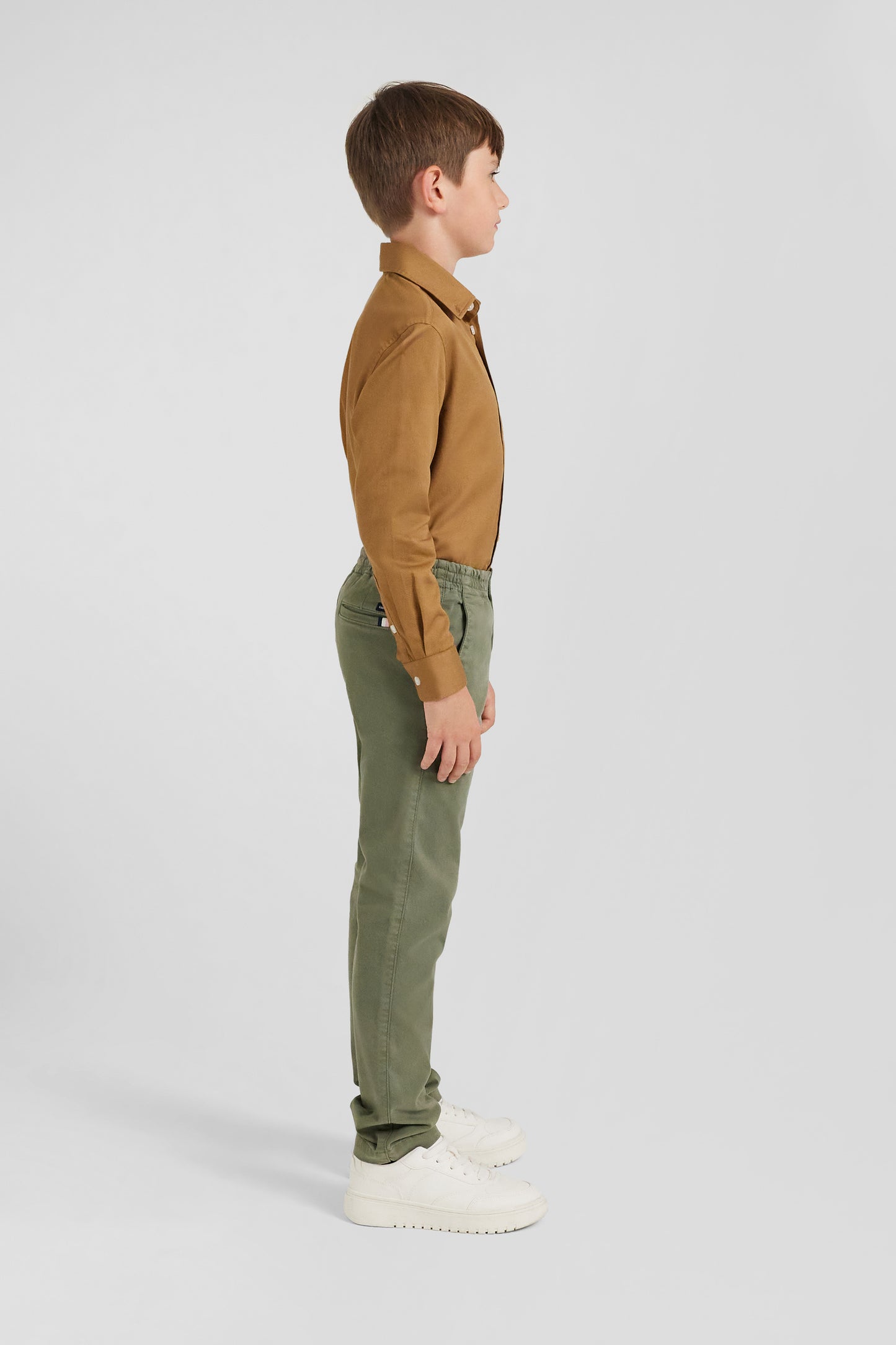 Pantalon chino en coton stretch camel coupe Regular