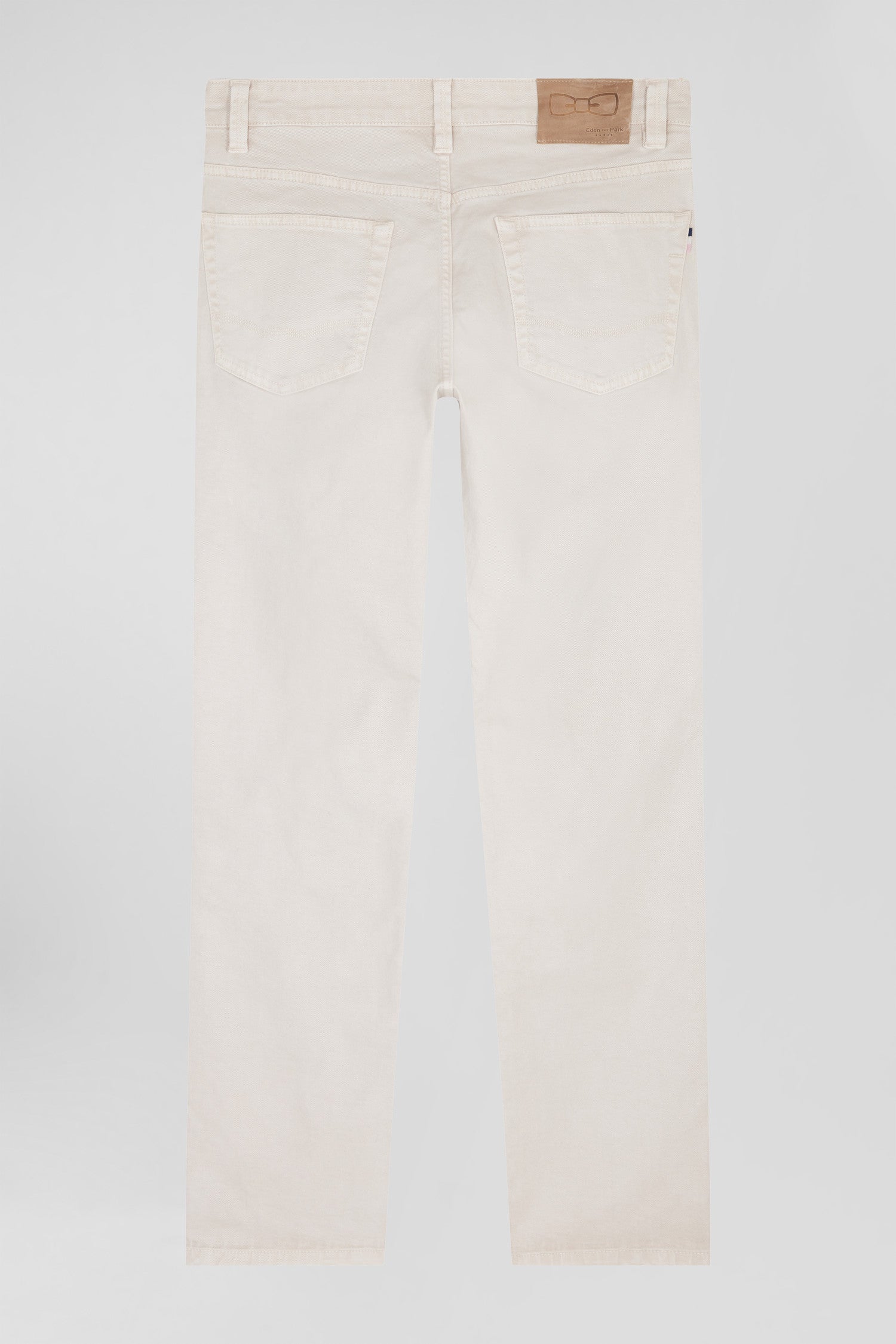 Regular ecru stretch cotton 5-pocket trousers