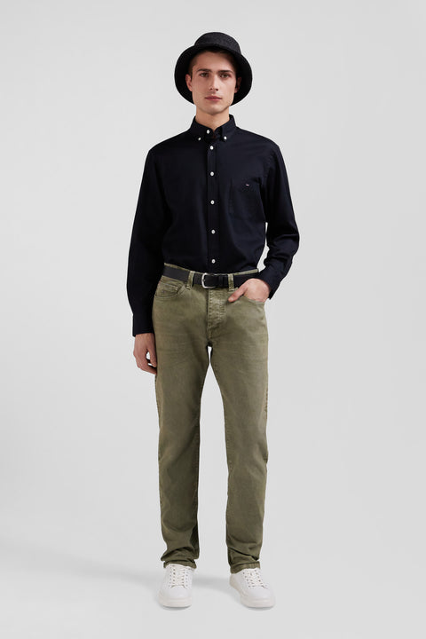 Regular beige stretch cotton 5-pocket trousers - Image 1