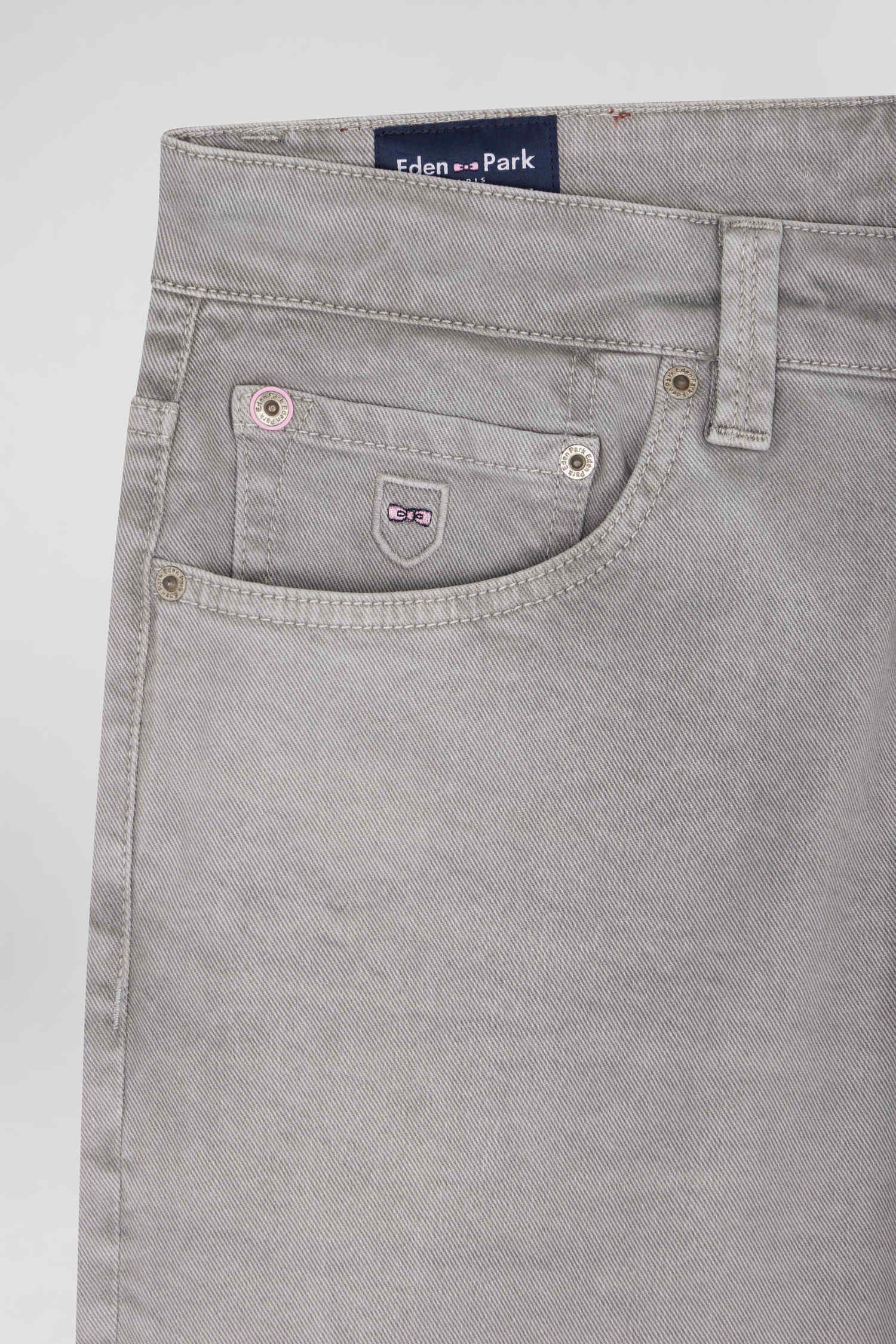 Regular grey stretch cotton 5-pocket trousers