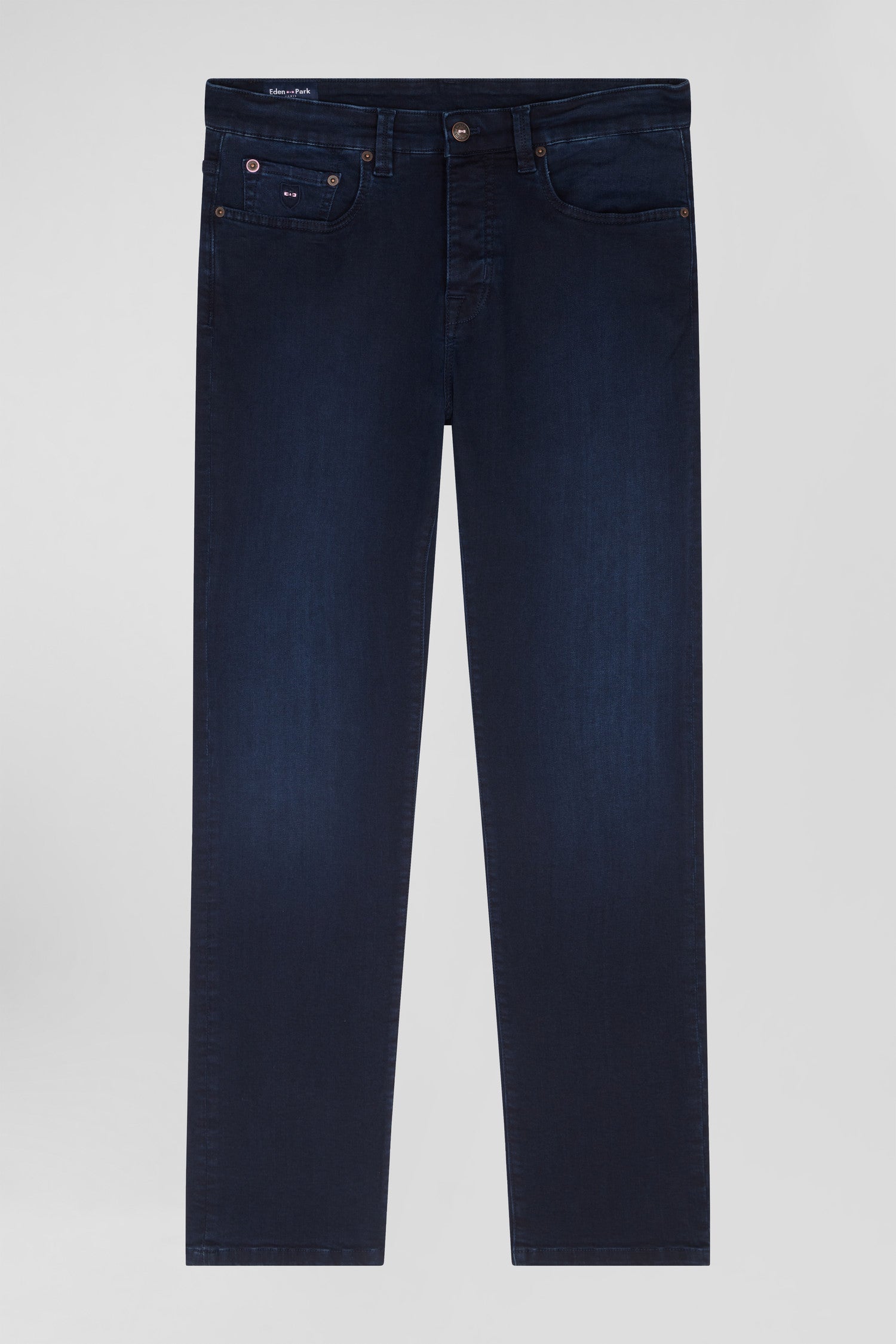 Slim stone-washed navy blue stretch denim jeans