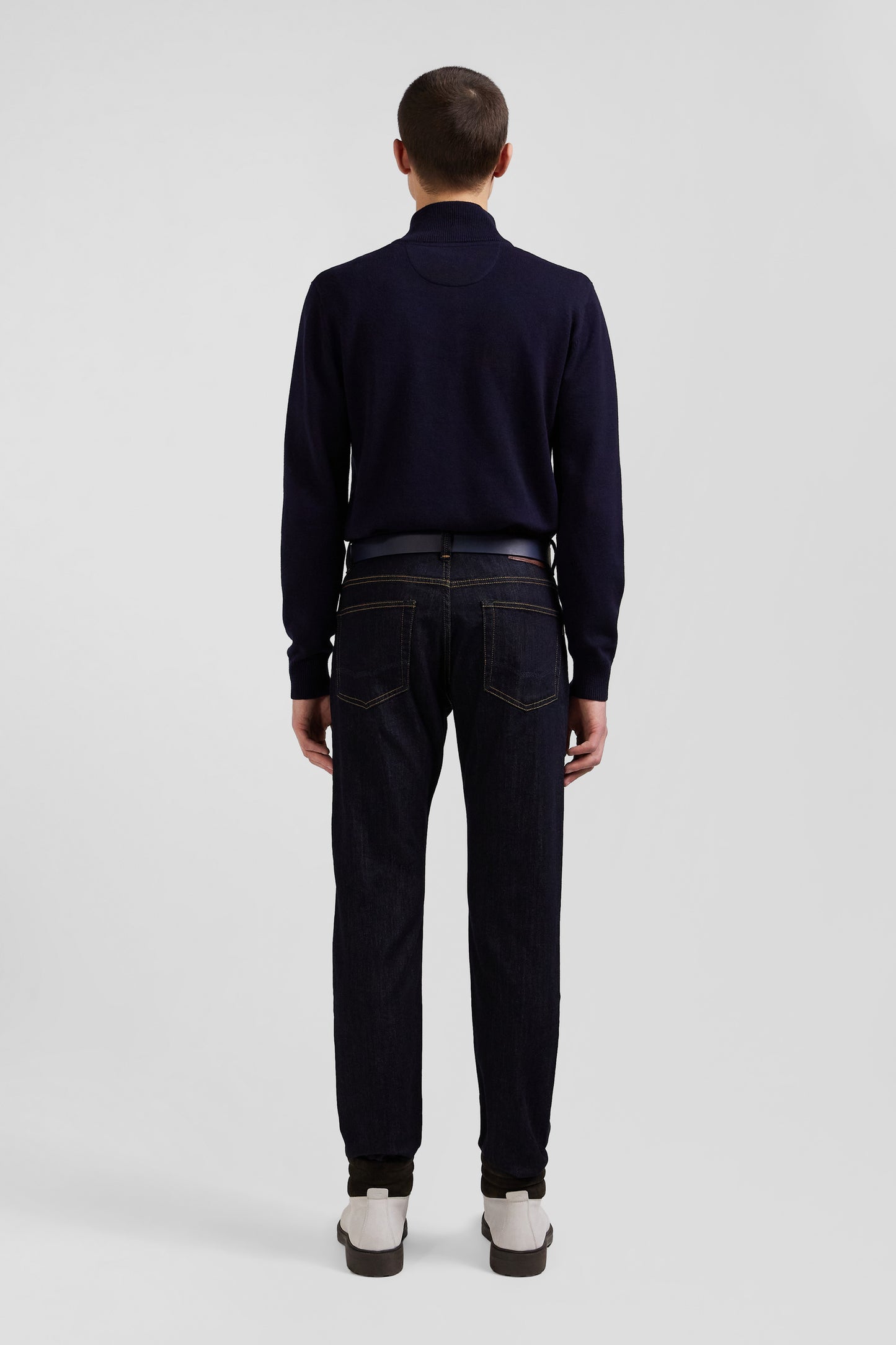 Regular raw stretch denim jeans