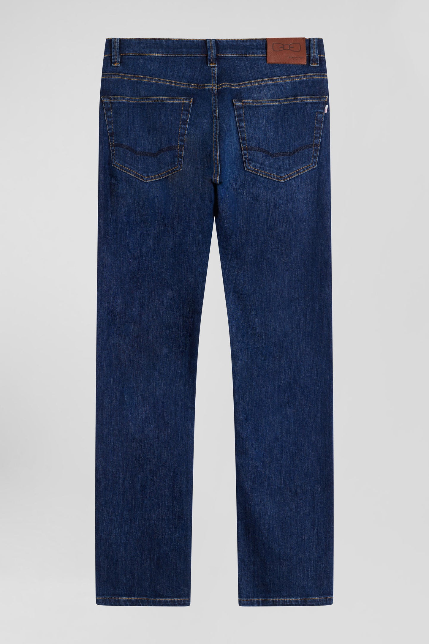 stone-washed regular raw stretch denim jeans