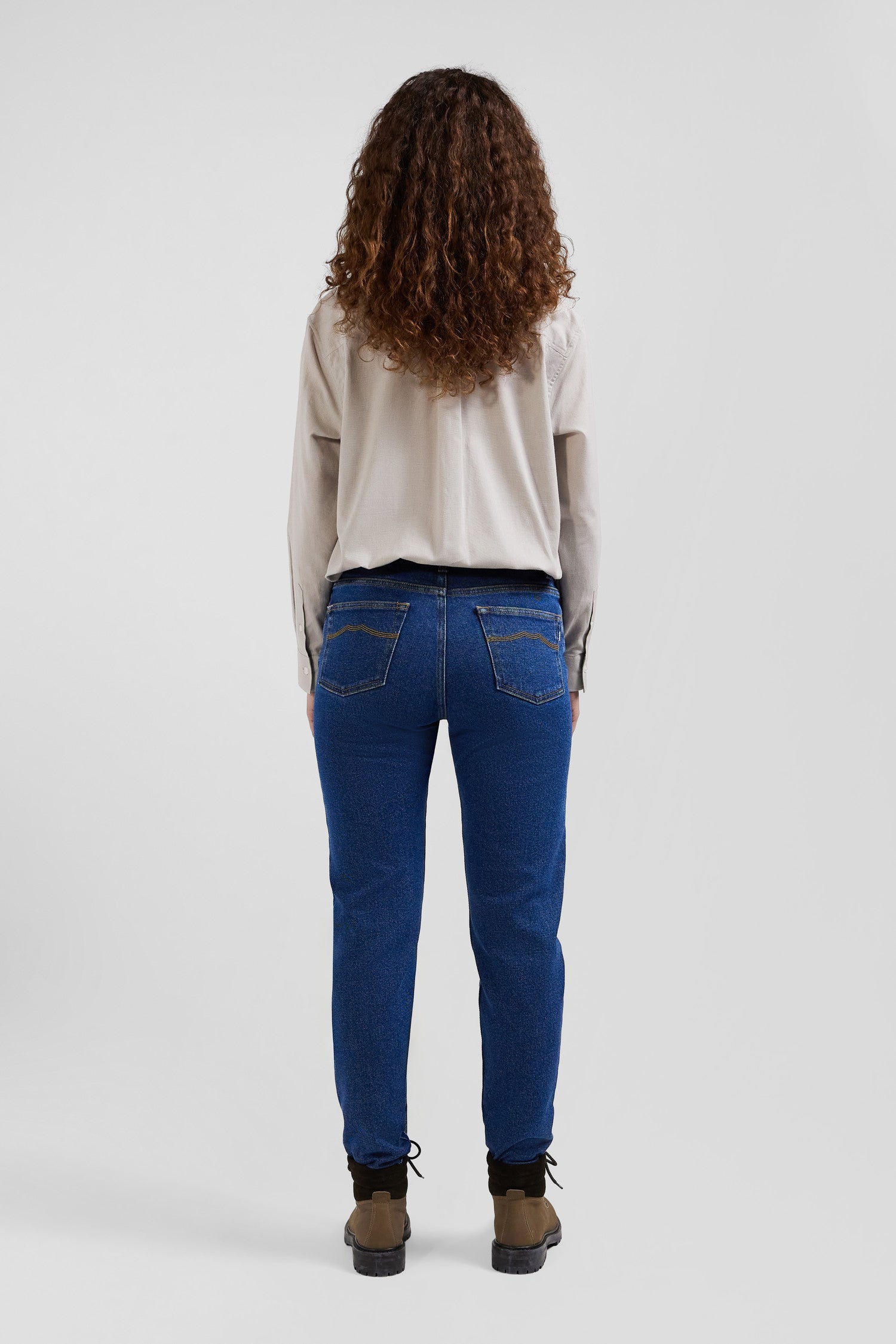 Jean 5 poches en coton bleu foncé coupe Slim