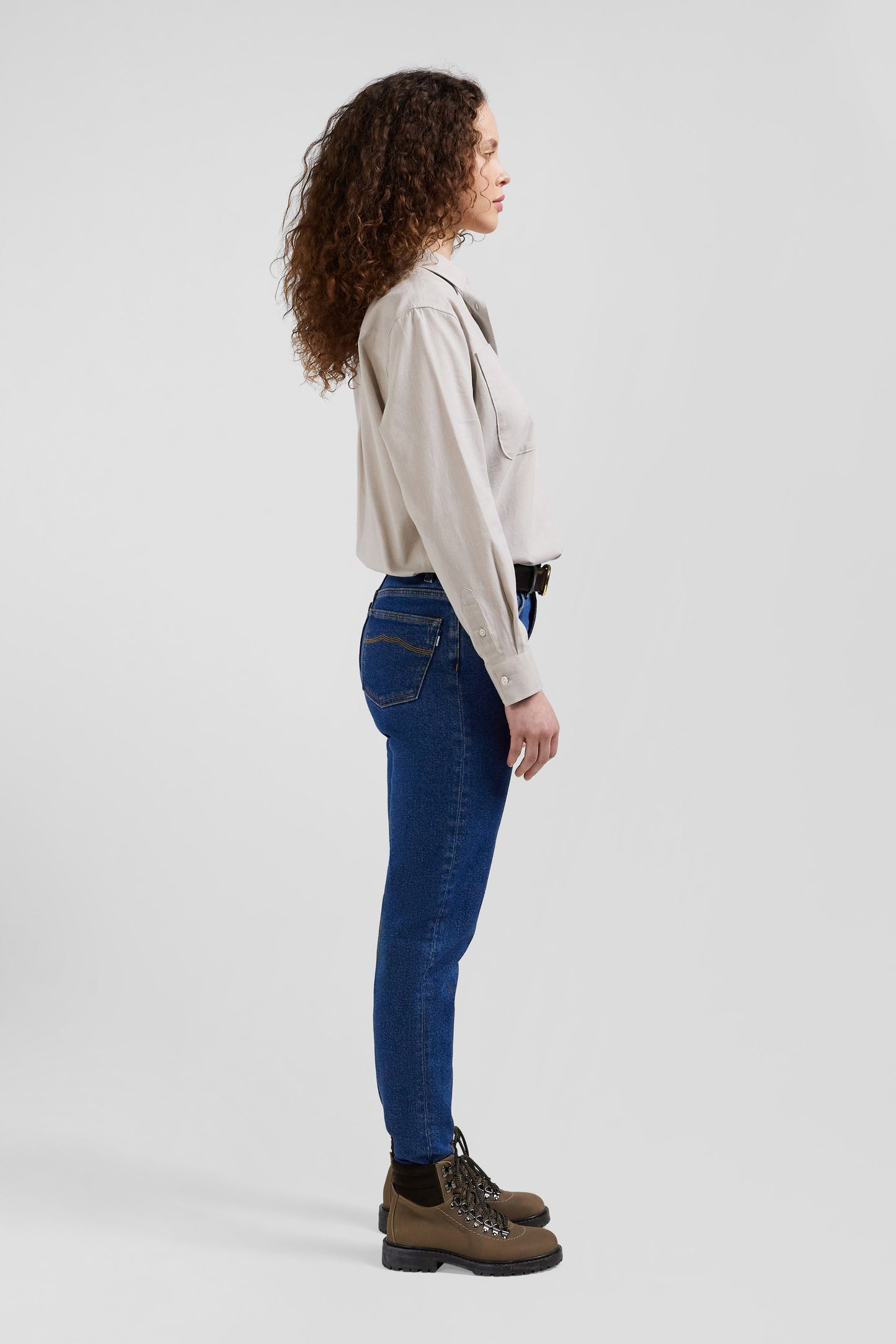 Jean 5 poches en coton bleu foncé coupe Slim