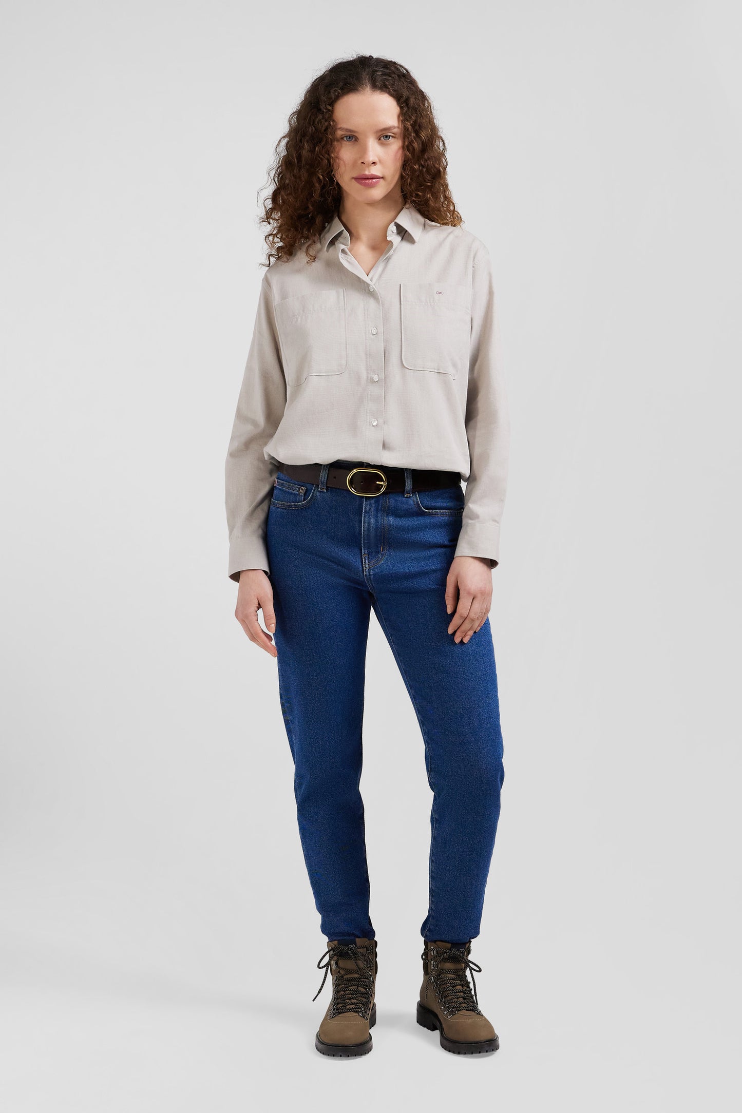 Jean 5 poches en coton bleu foncé coupe Slim