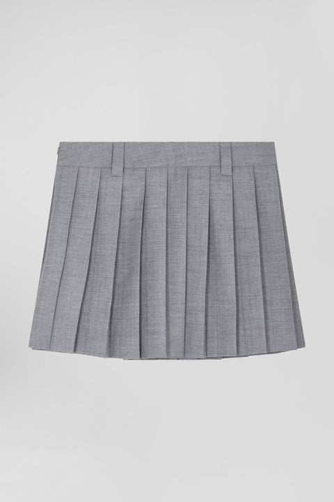 Pleated grey blended wool skirt - Image 2