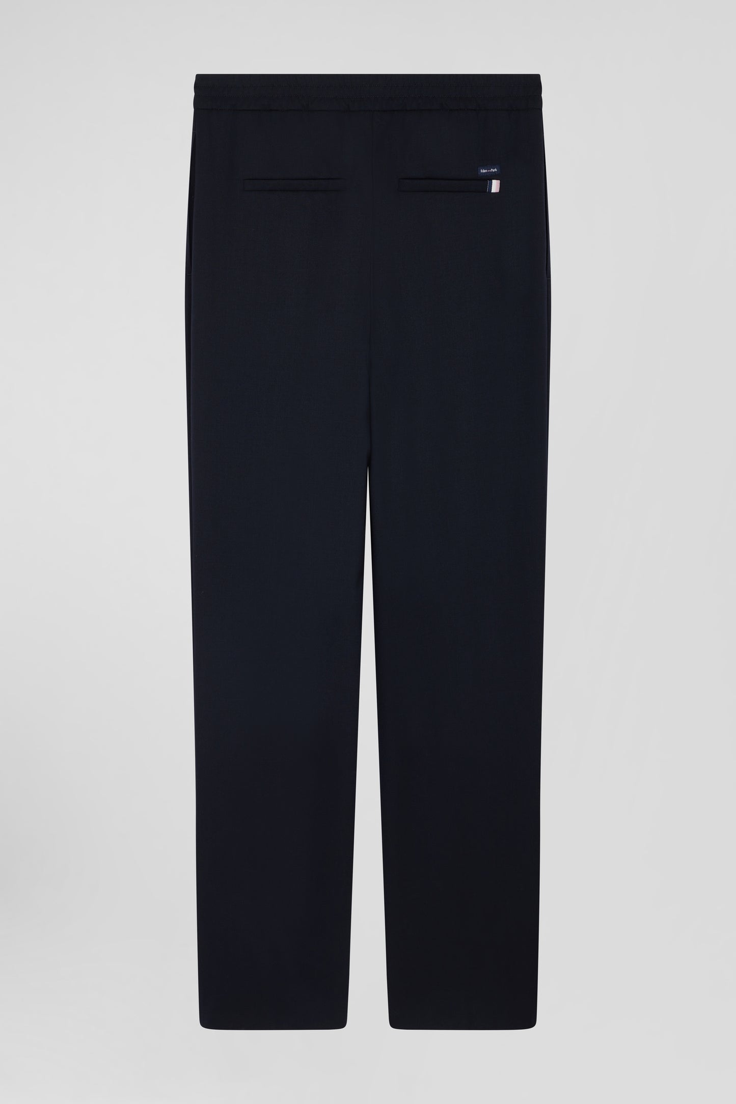 Pantalon bleu marine en laine vierge stretch mélangée coupe Modern