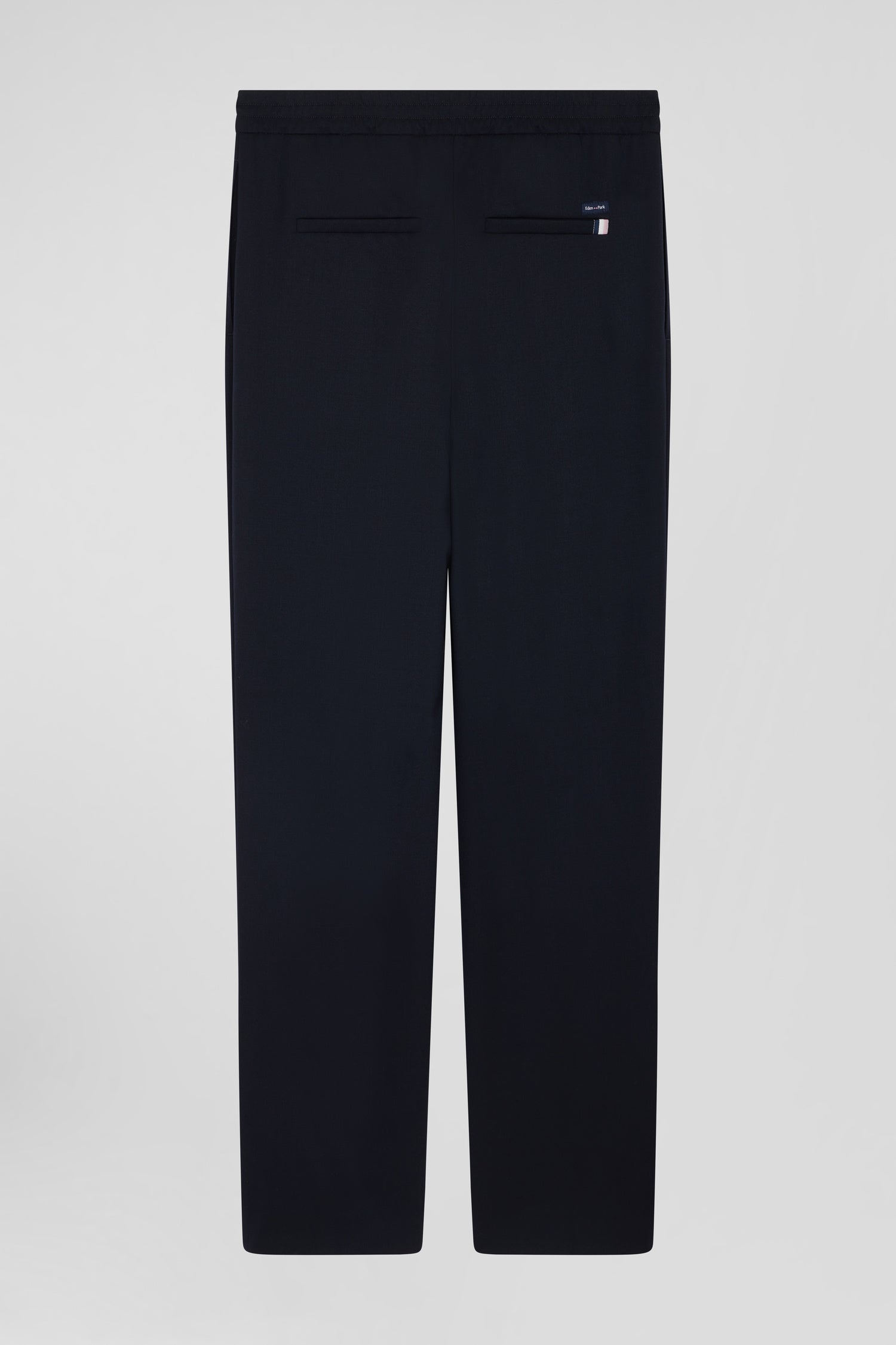 Pantalon bleu marine en laine vierge stretch mélangée coupe Modern