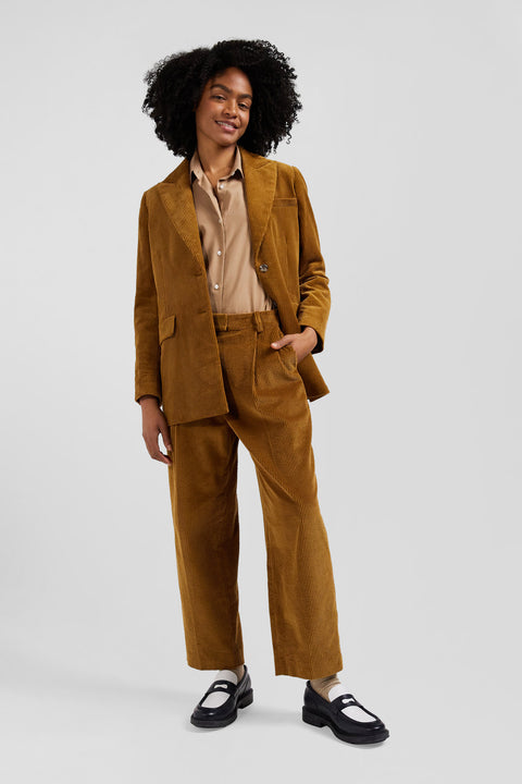 Modern camel checked corduroy trousers - Image 1