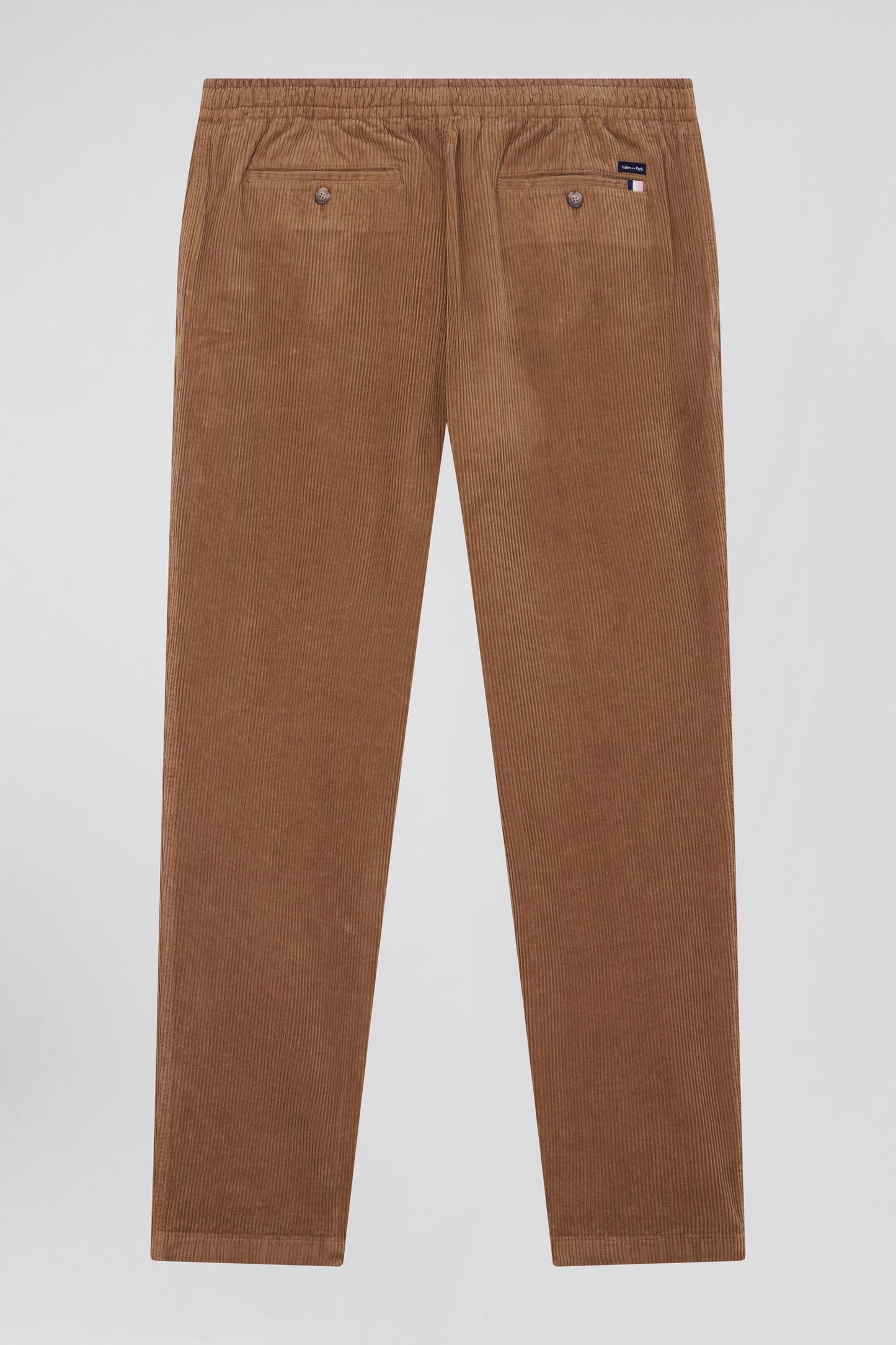 Elasticated-waist pants in hazelnut stretch cotton, Modern cut