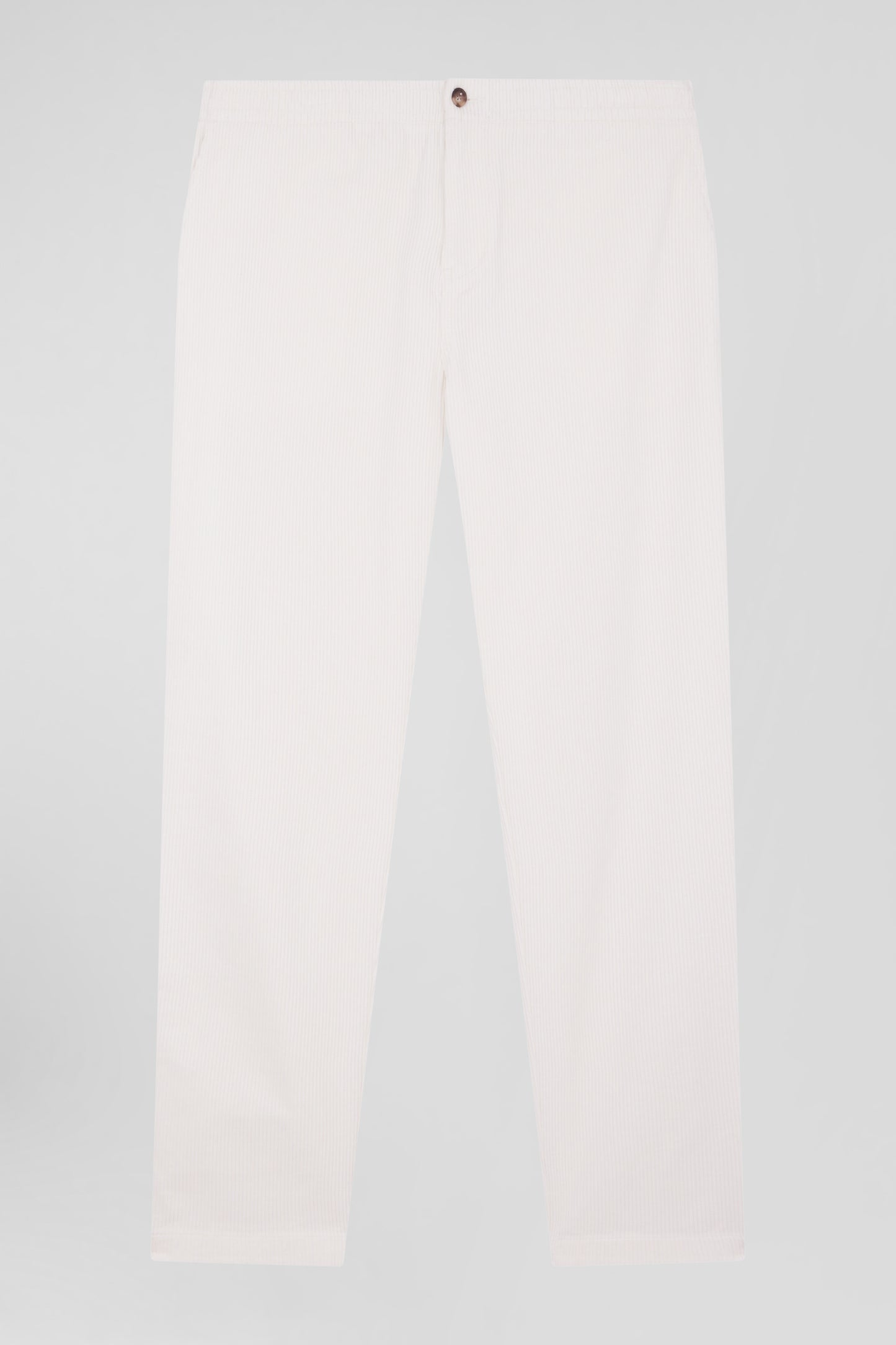 Pantalon à taille élastiquée en coton stretch écru coupe Modern