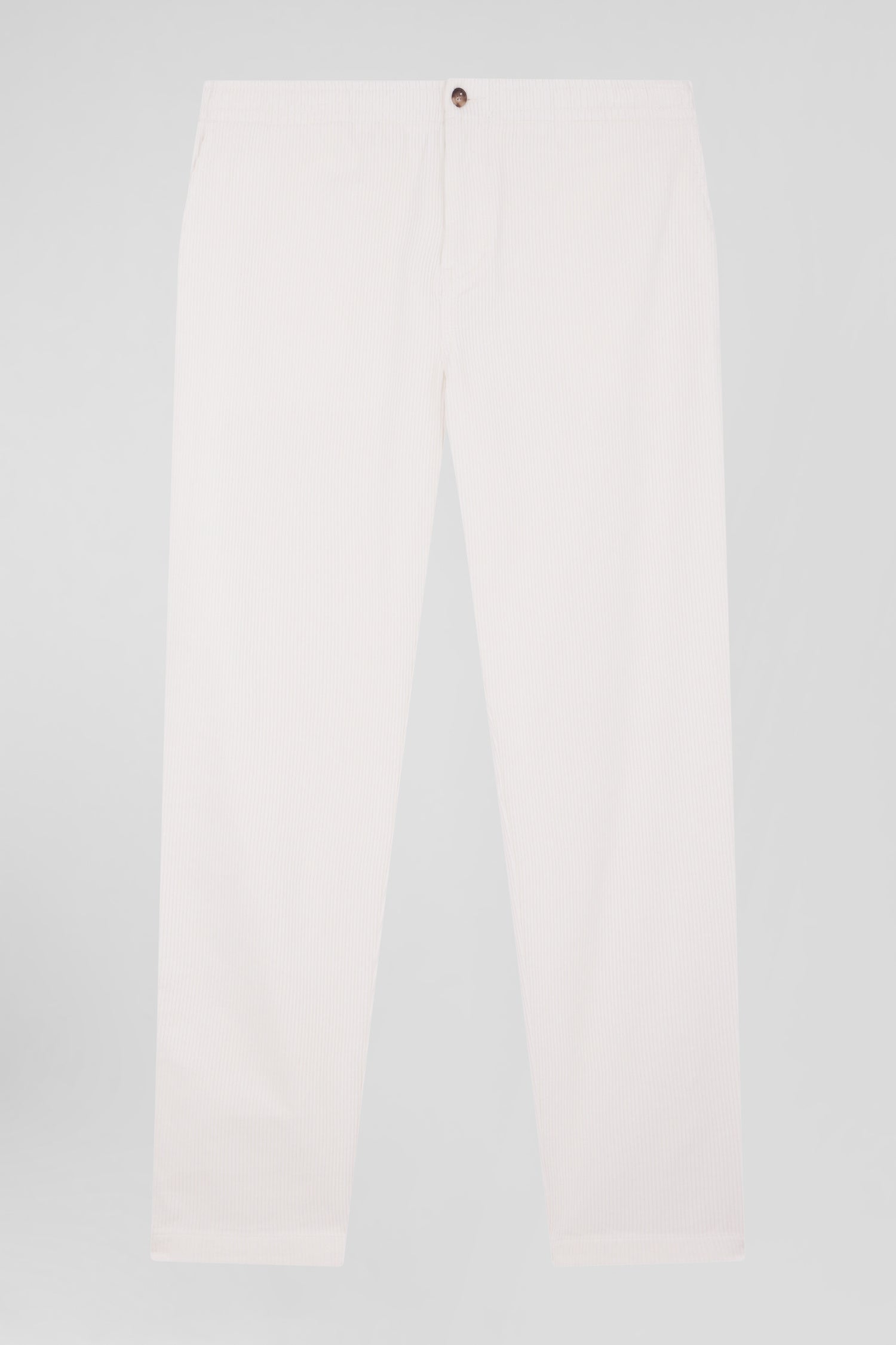 Pantalon à taille élastiquée en coton stretch écru coupe Modern