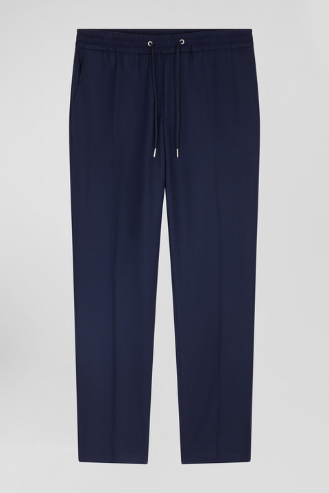 Modern navy blue elastic waist trousers - Image 2