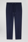 Modern navy blue elastic waist trousers