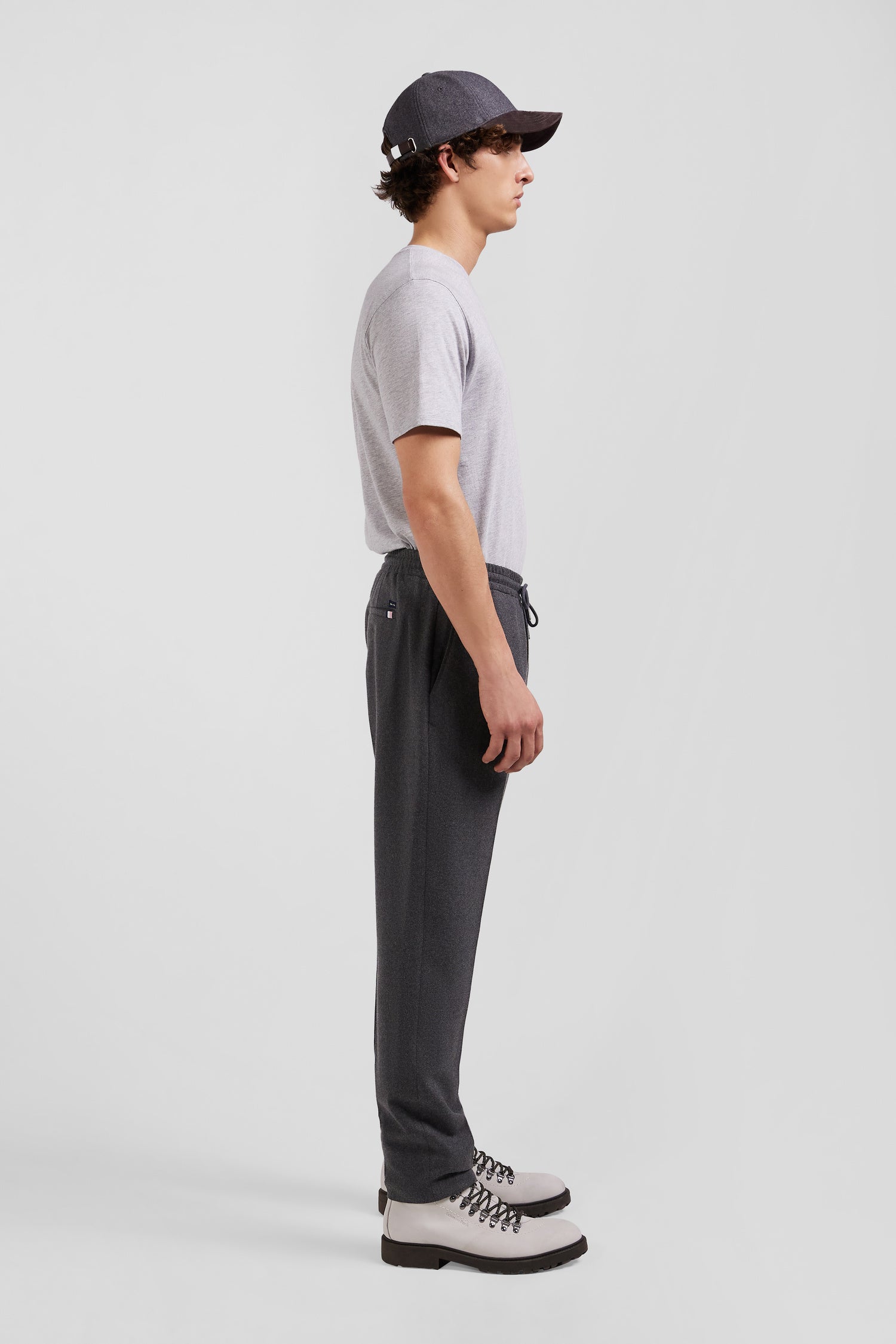 Modern grey elastic waist trousers