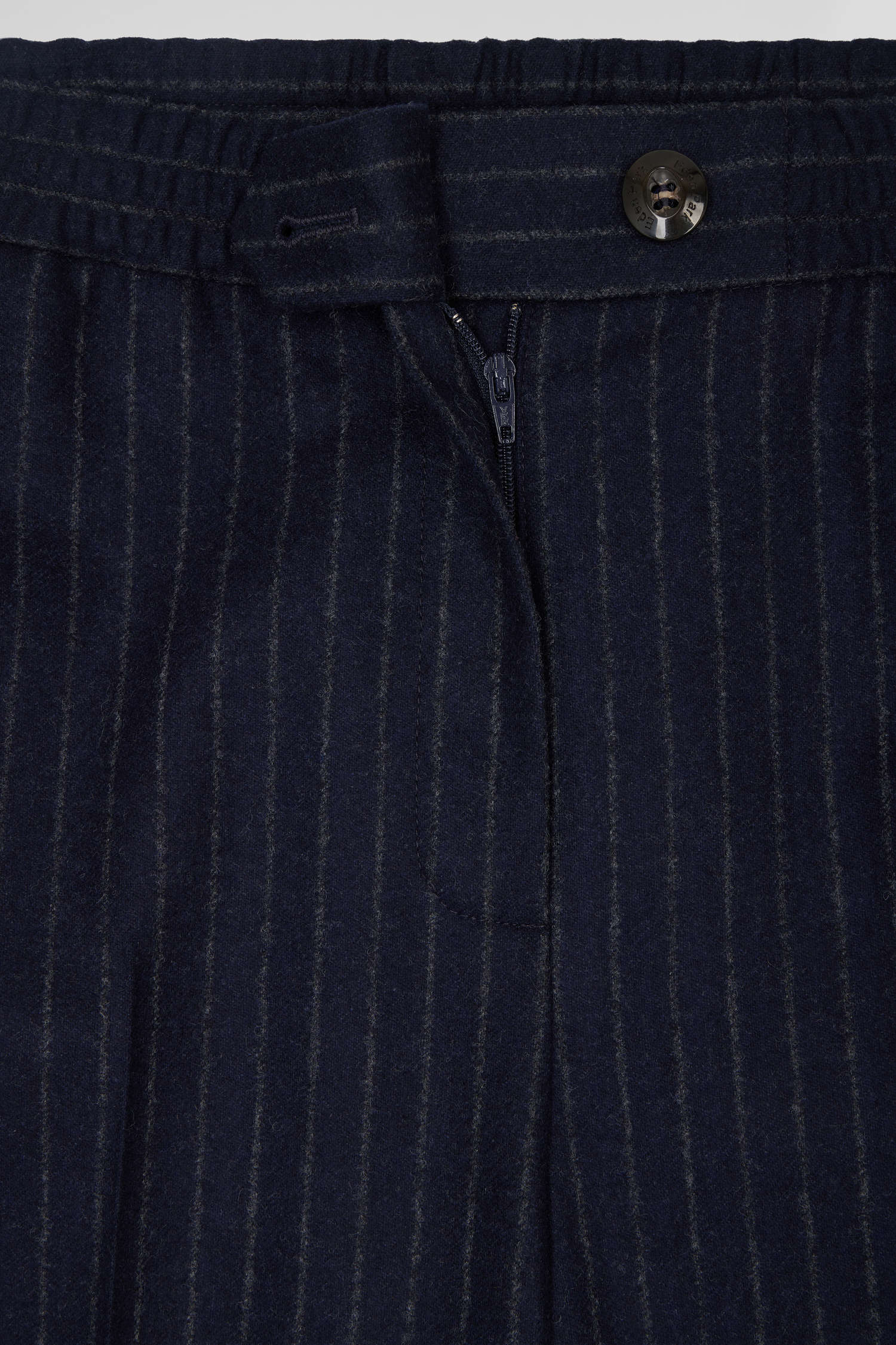 Pantalon en laine rayé bleu marine coupe Modern