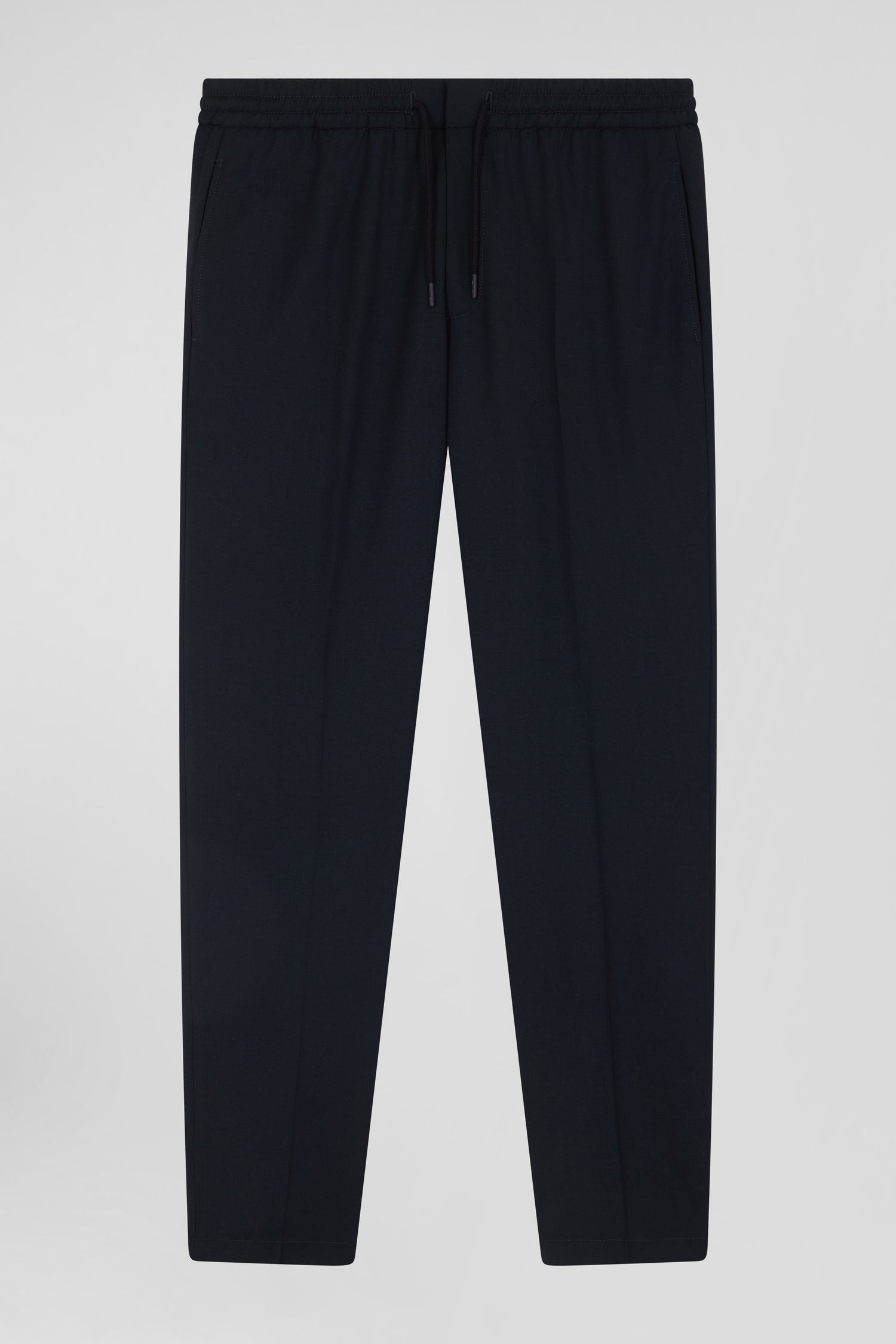 Modern khaki stretch wool elastic waist trousers