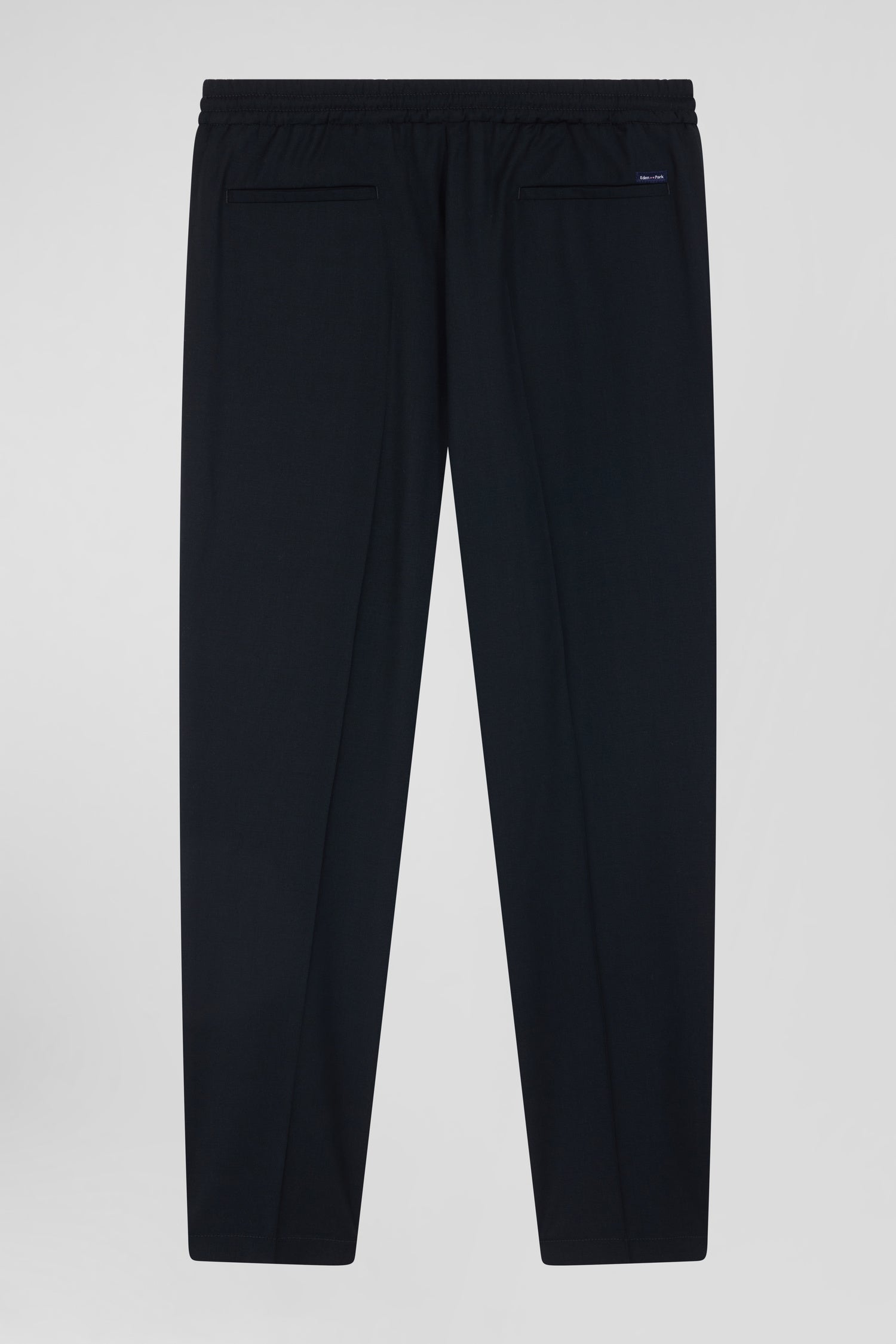 Modern khaki stretch wool elastic waist trousers