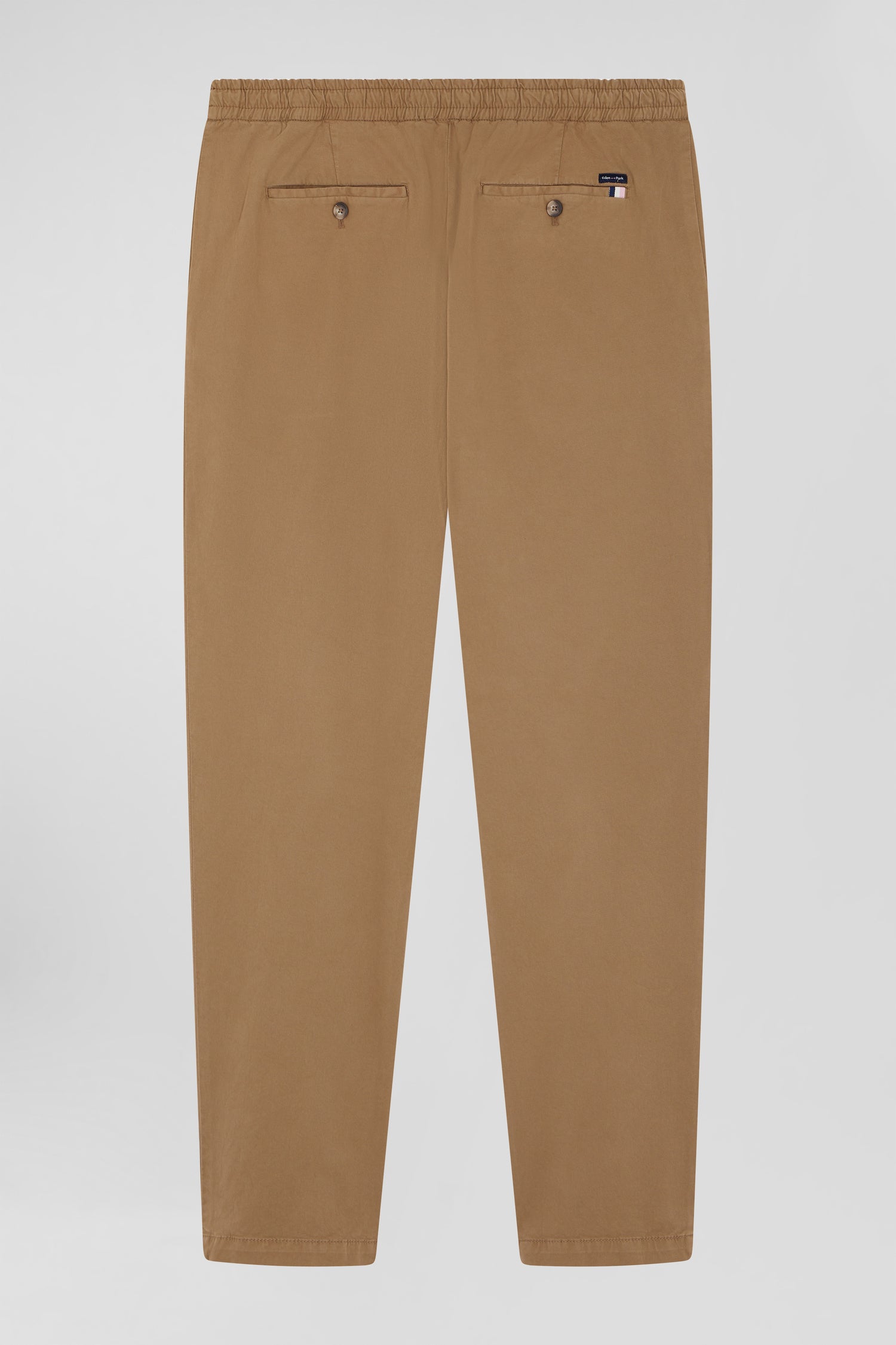 Pantalon taille élastique en coton stretch camel coupe Modern