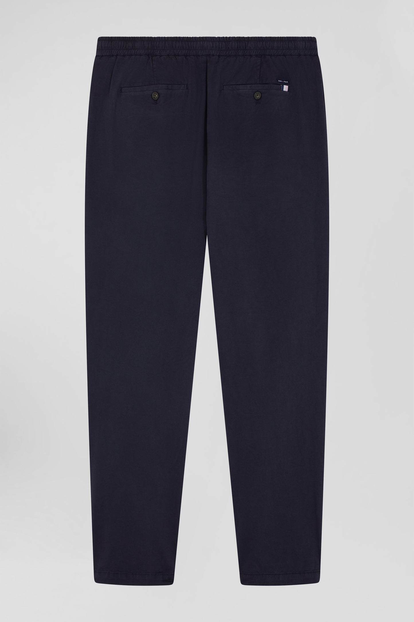 Pantalon taille élastique en coton stretch bleu marine coupe Modern