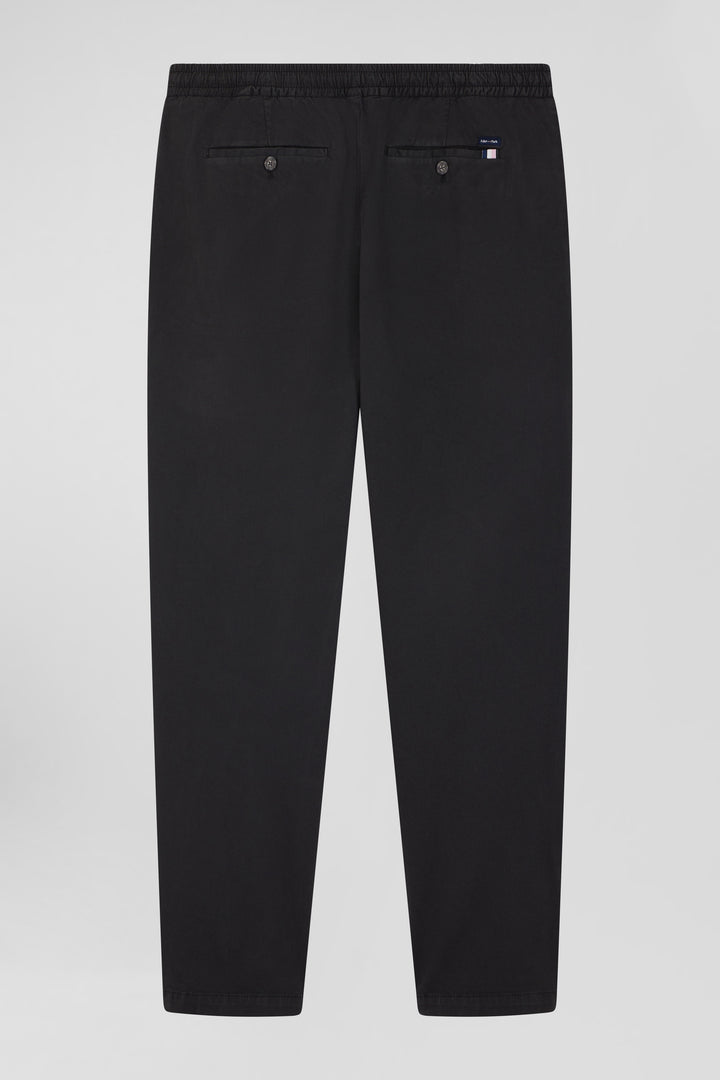 Modern anthracite grey stretch cotton elastic waist trousers