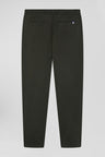 Elastic waistband pants in khaki stretch cotton, Modern cut