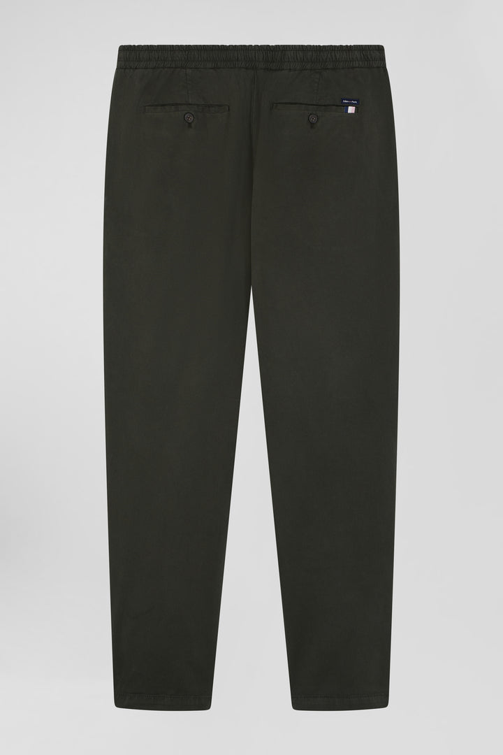 Modern black stretch cotton elastic waist trousers