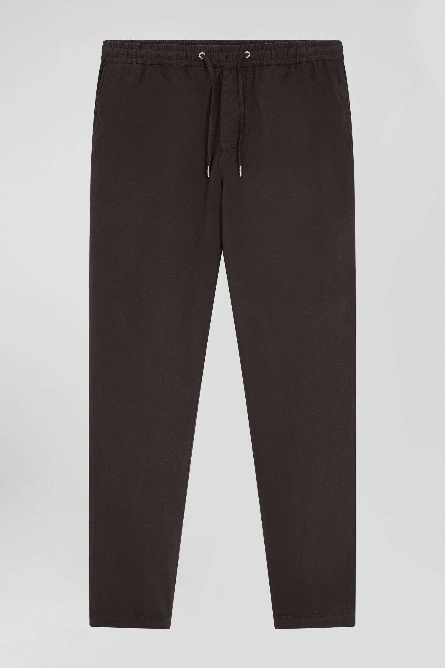 Pantalon taille élastique en coton stretch marron coupe Modern