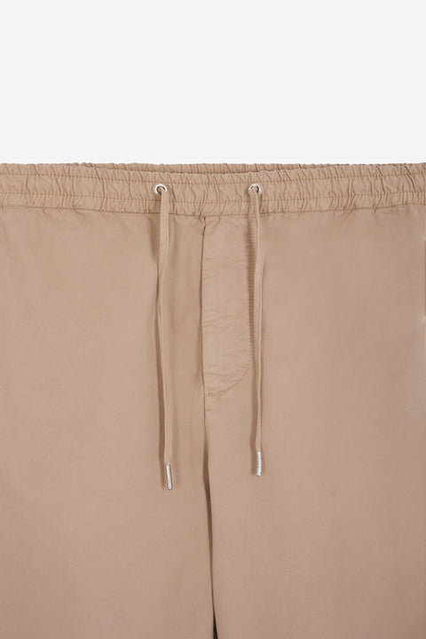 Modern beige stretch cotton elastic waist trousers - Image 3