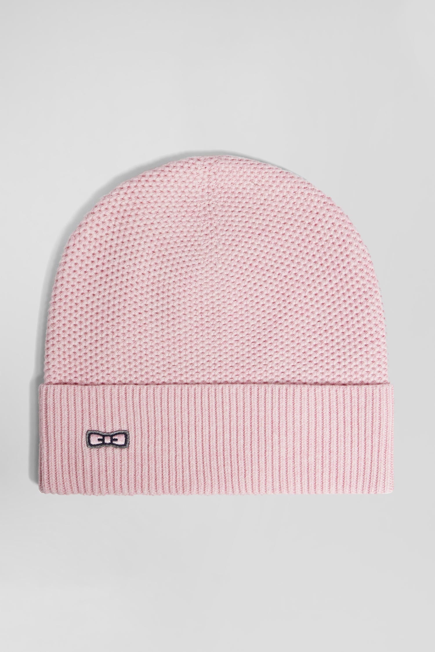 Plain pink knitted cotton beanie