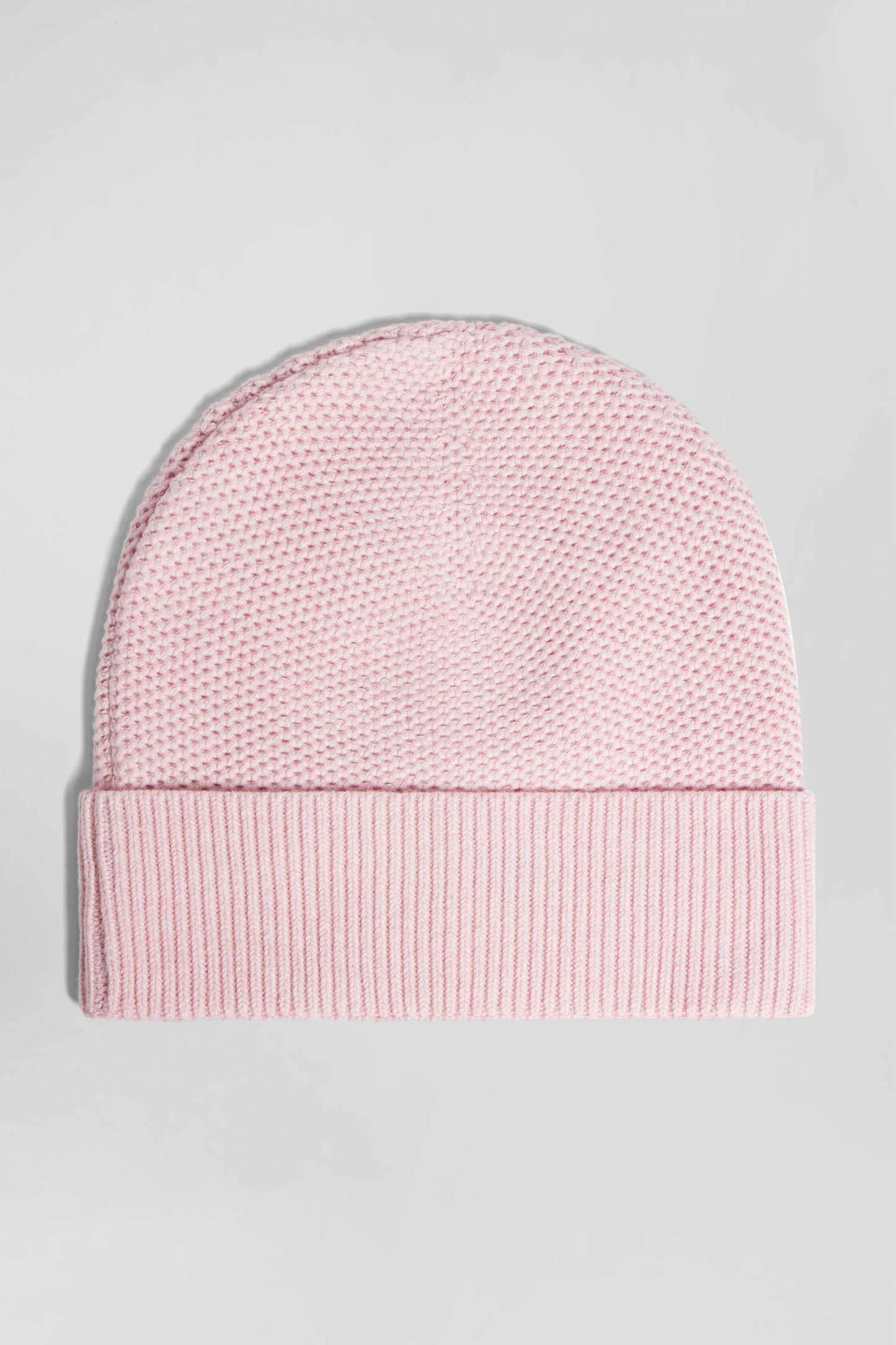 Plain pink knitted cotton beanie