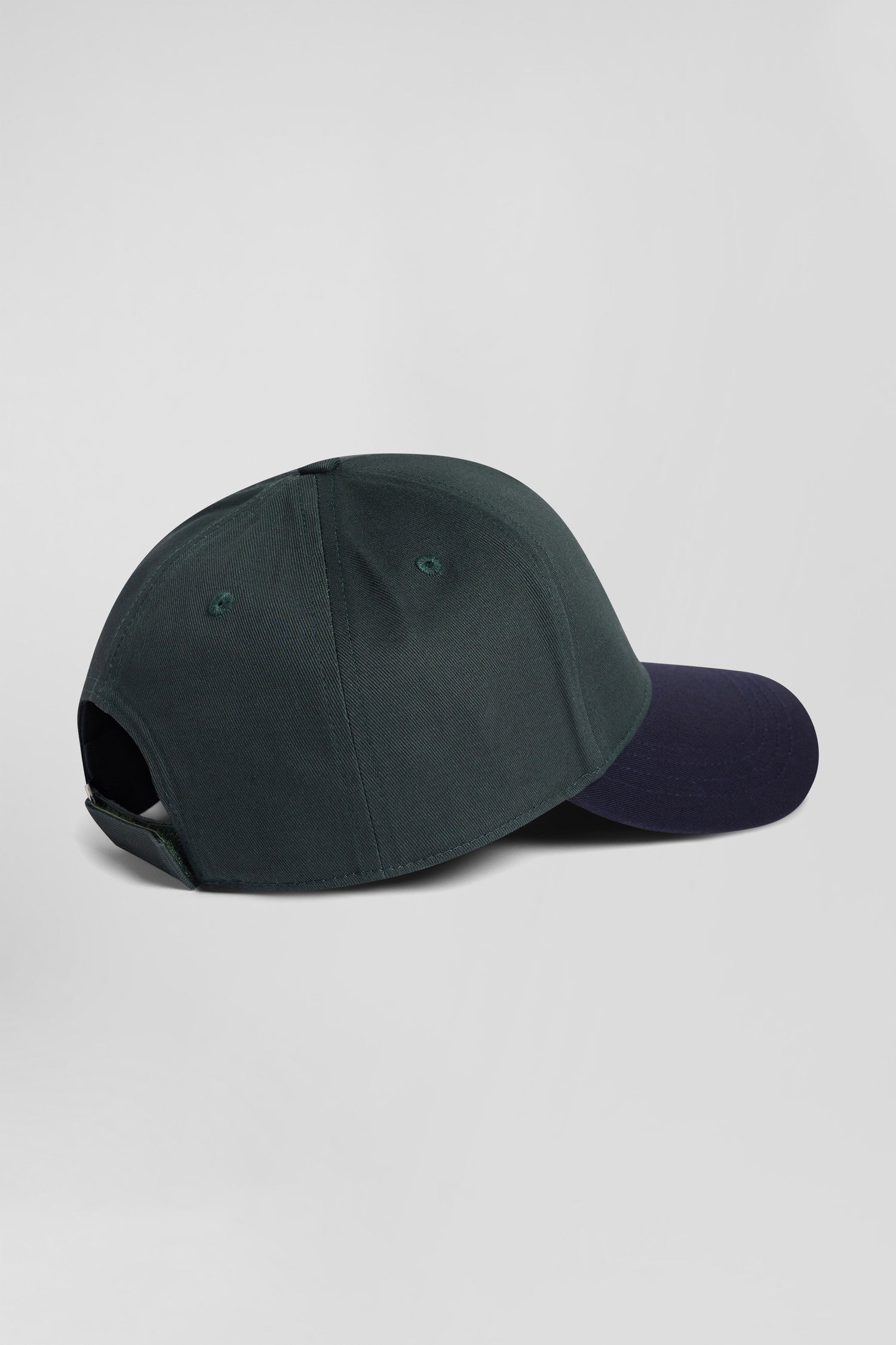 Green and navy cotton cap with tricolour details