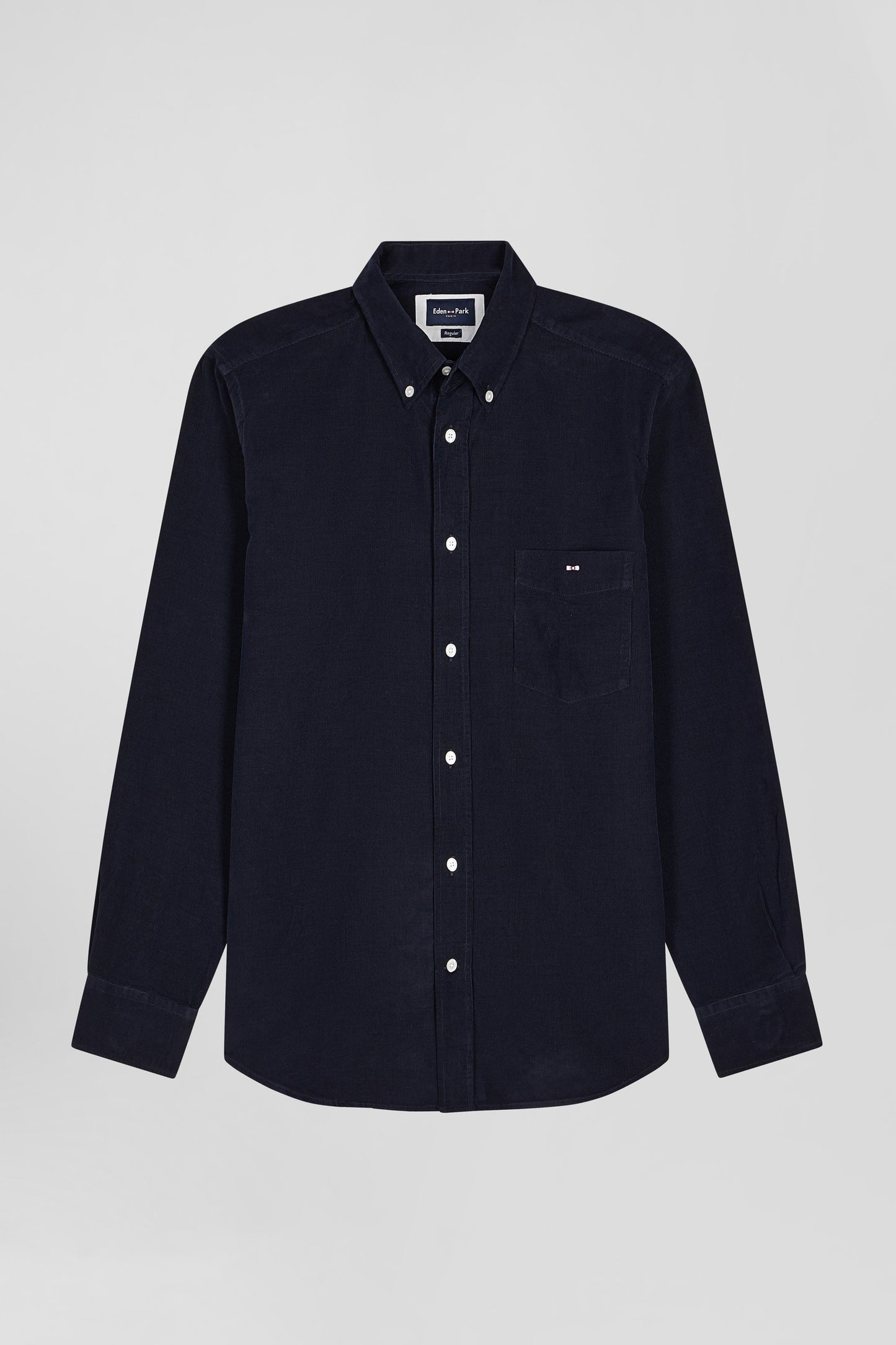 Navy corduroy shirt with button-down collar and regular-fit breast pocket