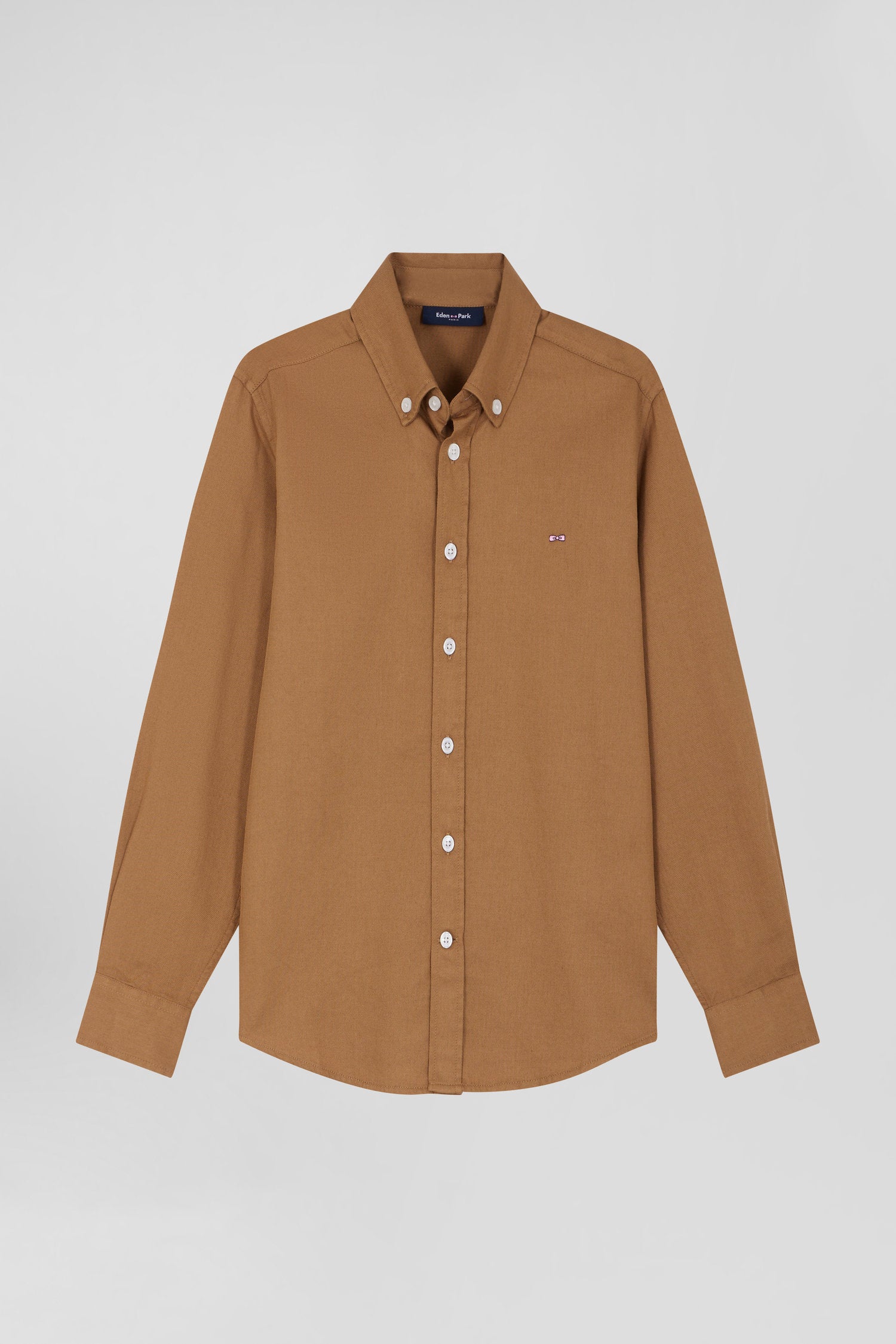 Chemise en coton uni camel en coton oxford coupe Regular