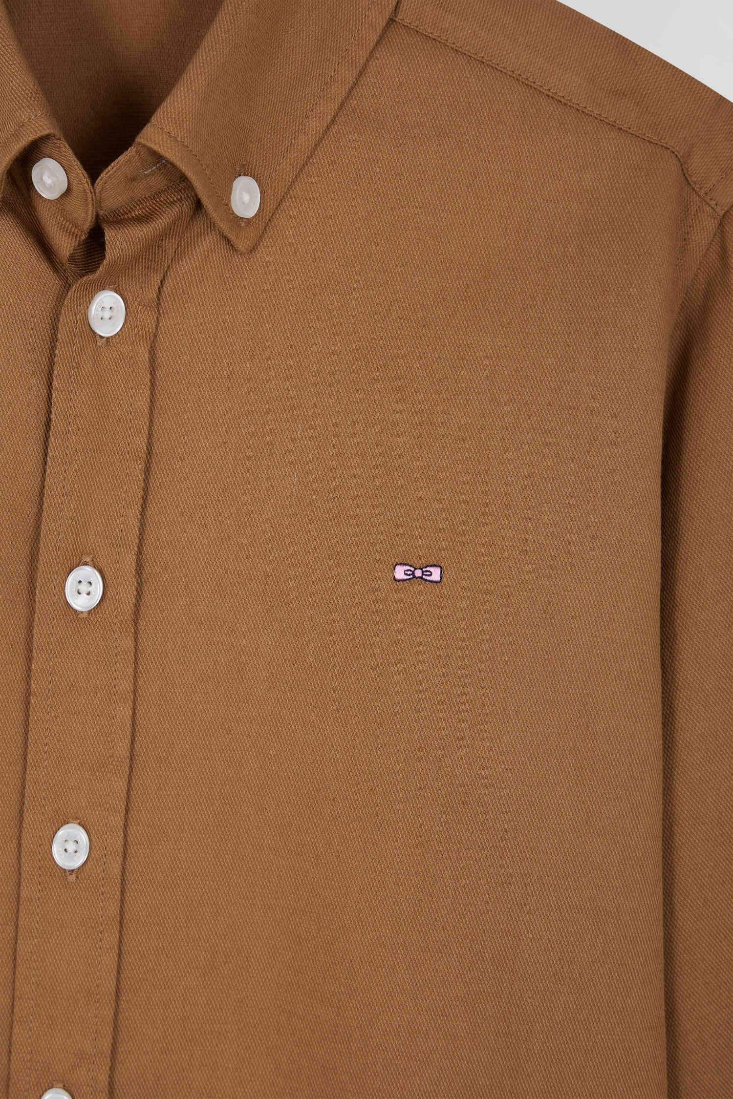 Chemise en coton uni camel en coton oxford coupe Regular