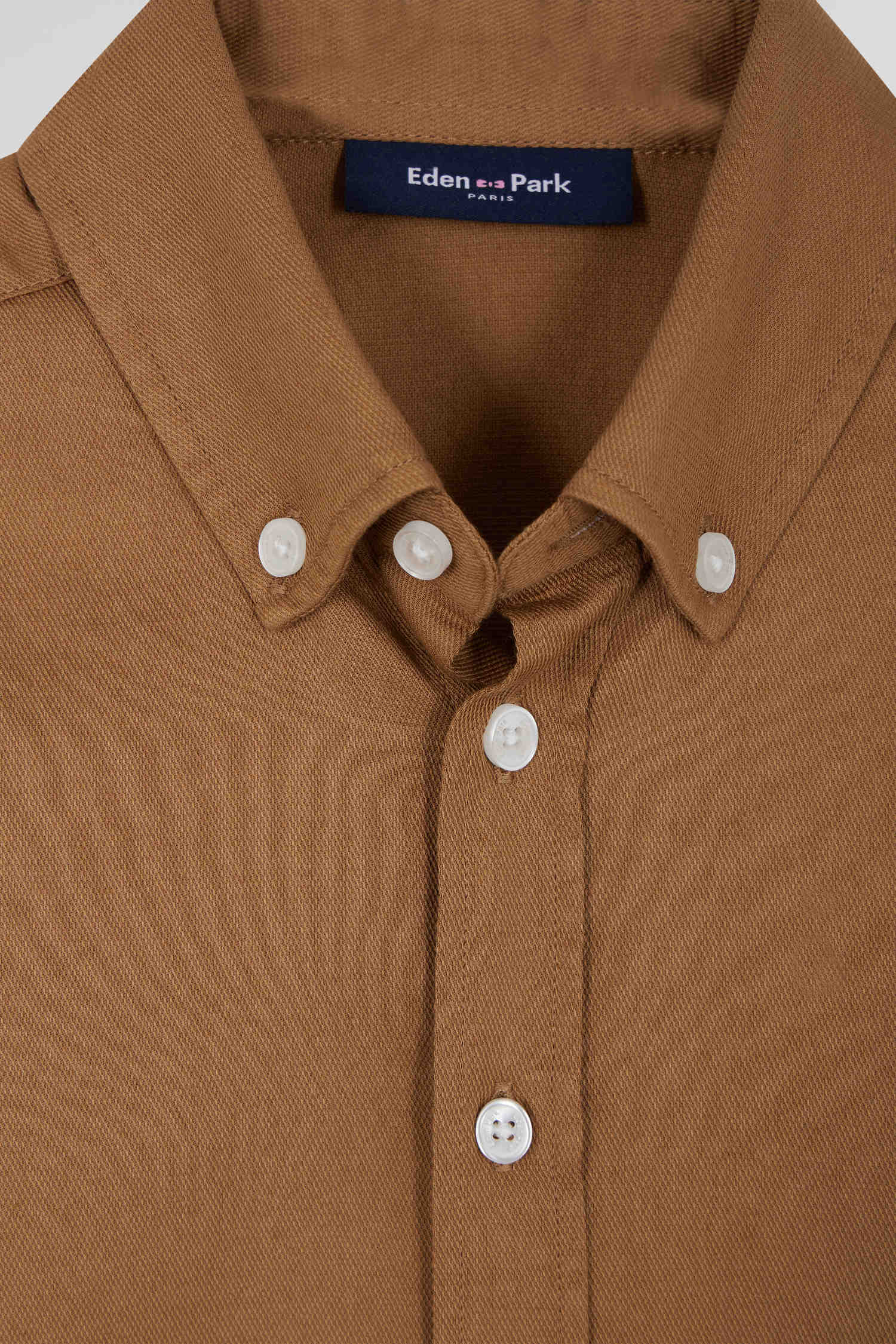 Chemise en coton uni camel en coton oxford coupe Regular