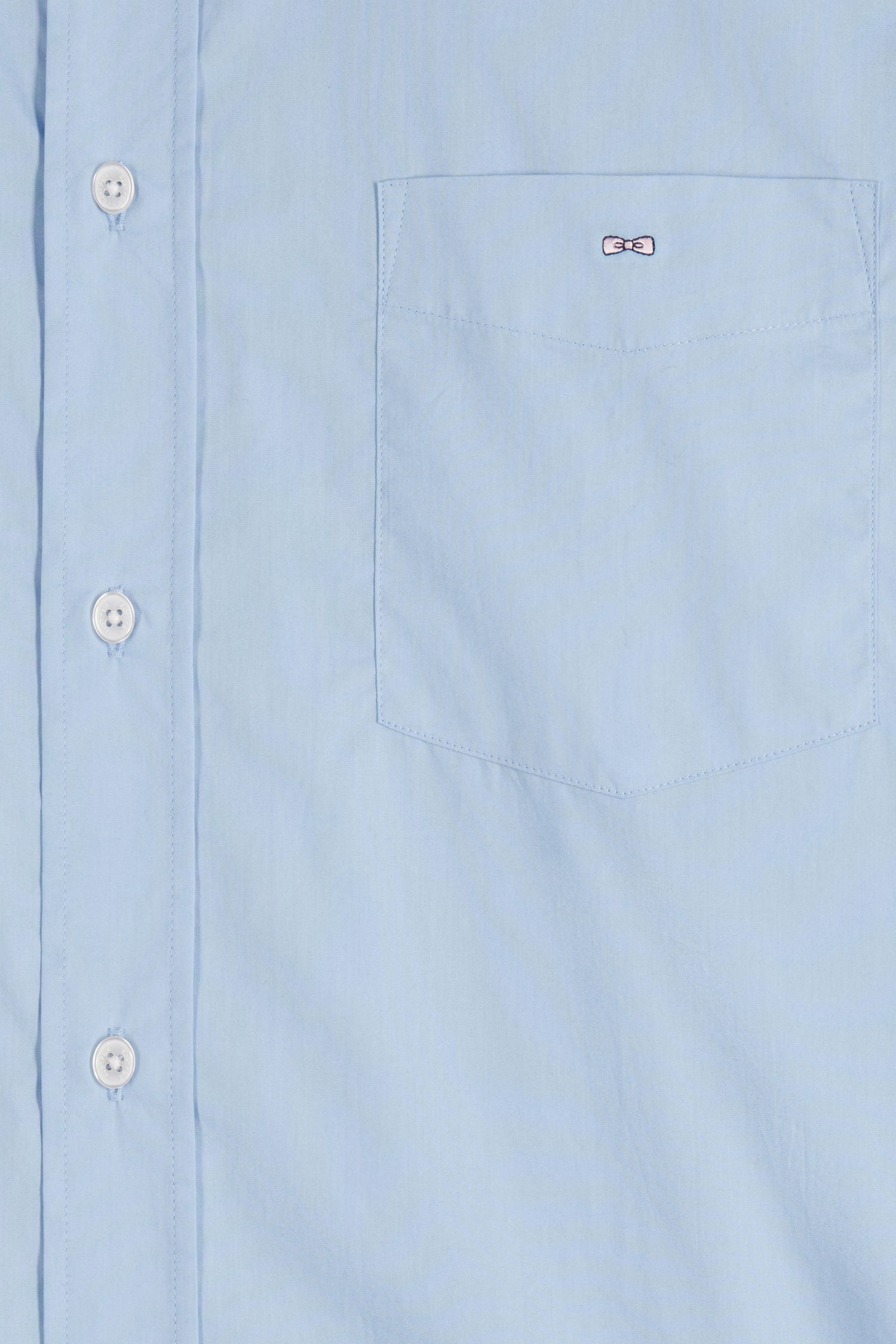 Regular sky blue cotton poplin shirt with button-down collar and printed elbow patches