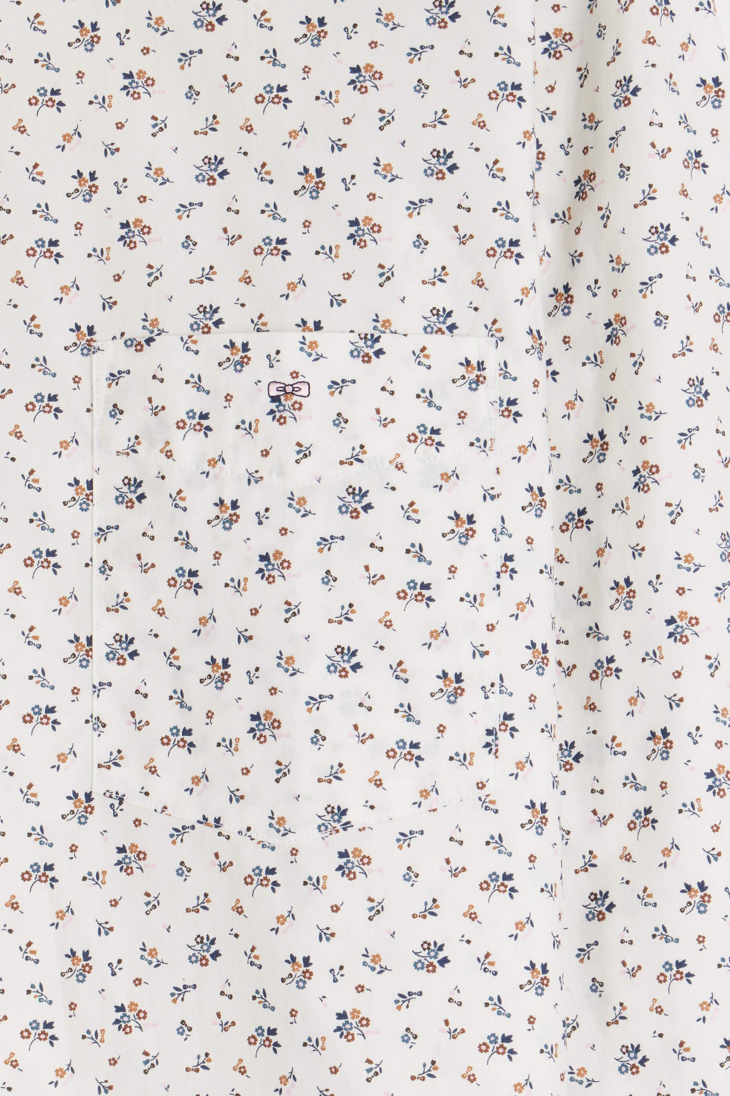 Regular ecru cotton poplin shirt with micro floral print