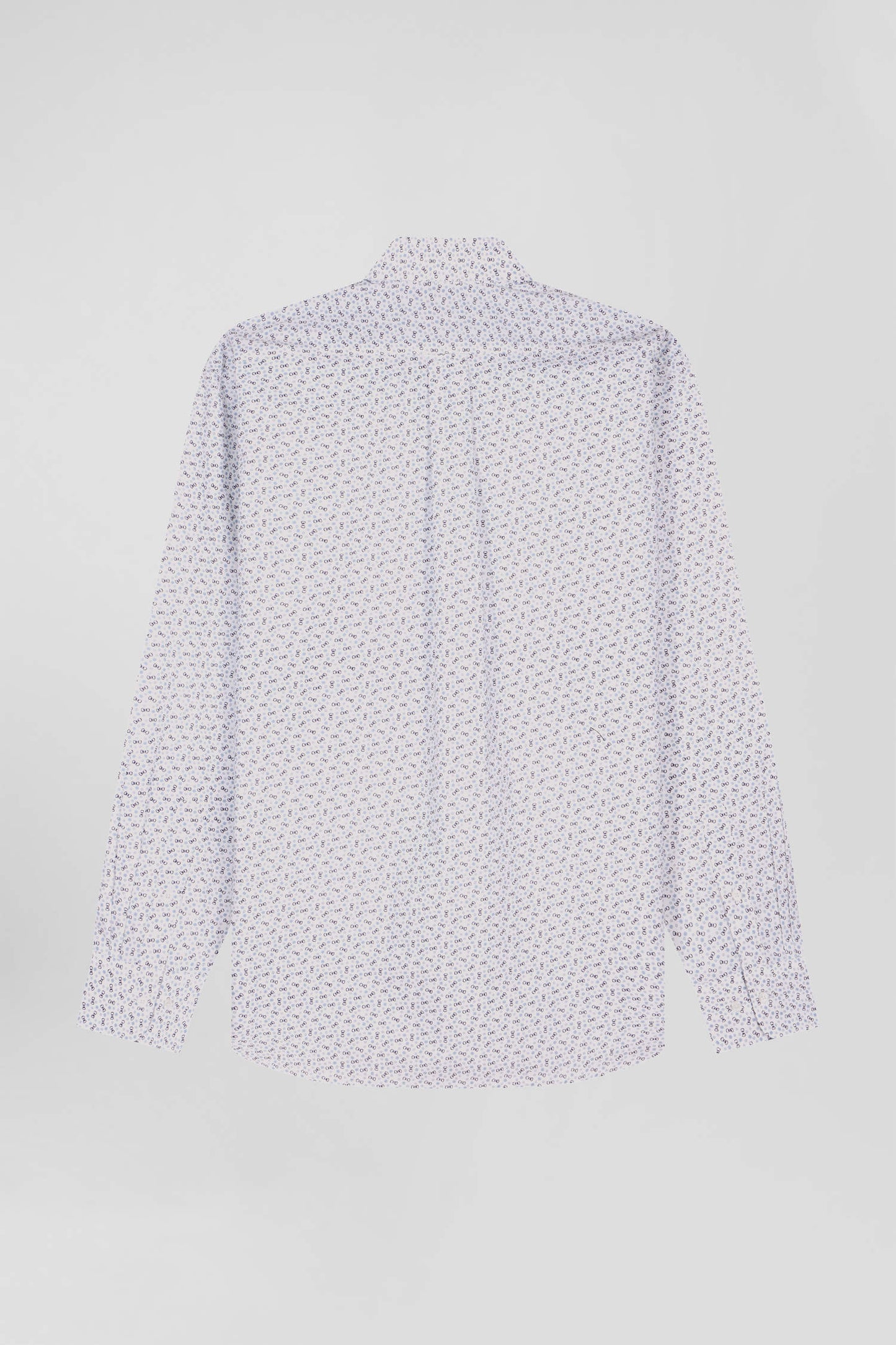 Regular ecru cotton poplin shirt with micro bow tie print